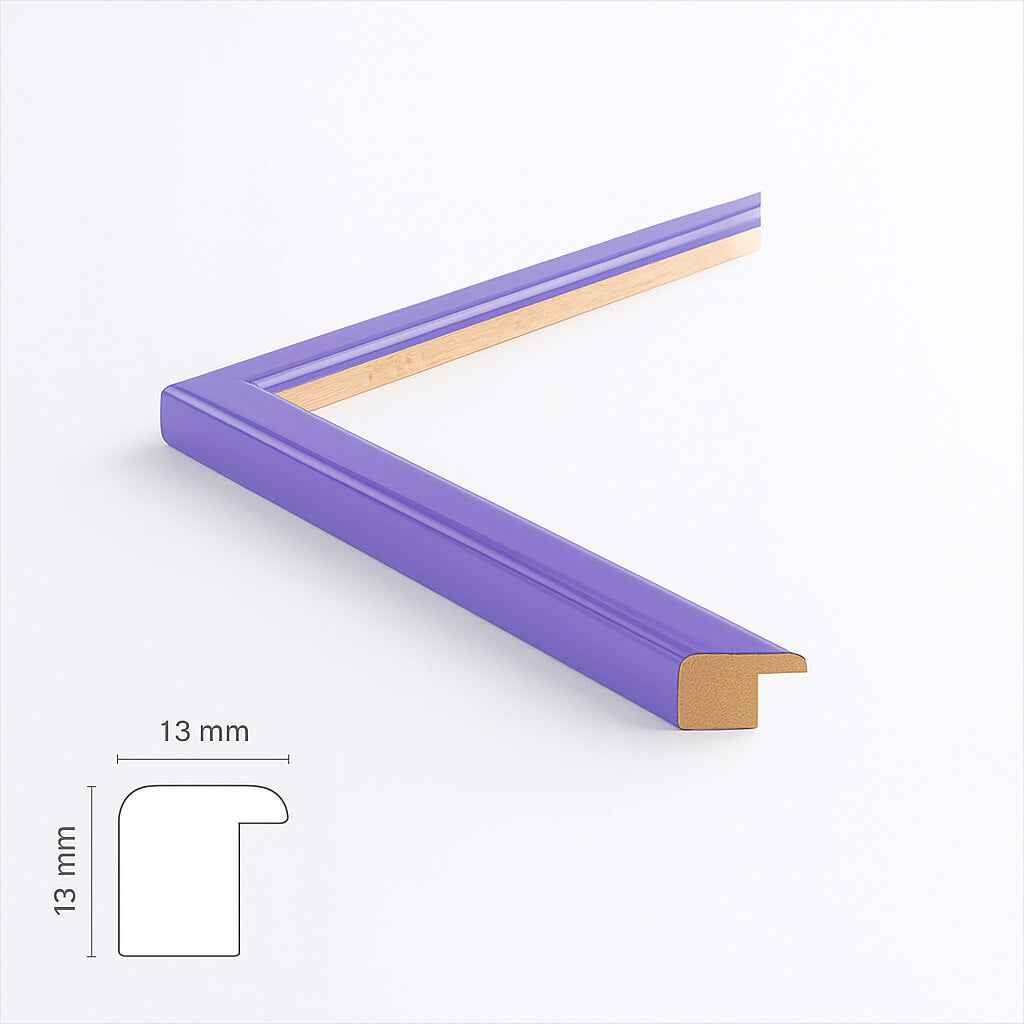 Purple glossy wooden frame - Narrow (13 mm) - Custom size