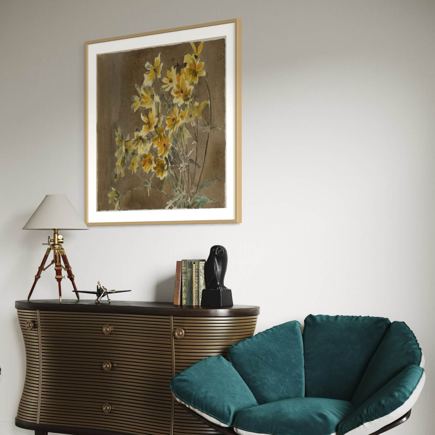 Dark gold wooden frame - Wide (20 mm) - 100x100 cm