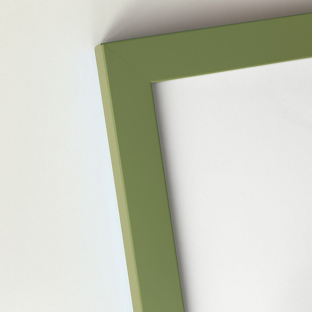 Olive green matte wooden frame - Narrow (15 mm) - 18x24 cm
