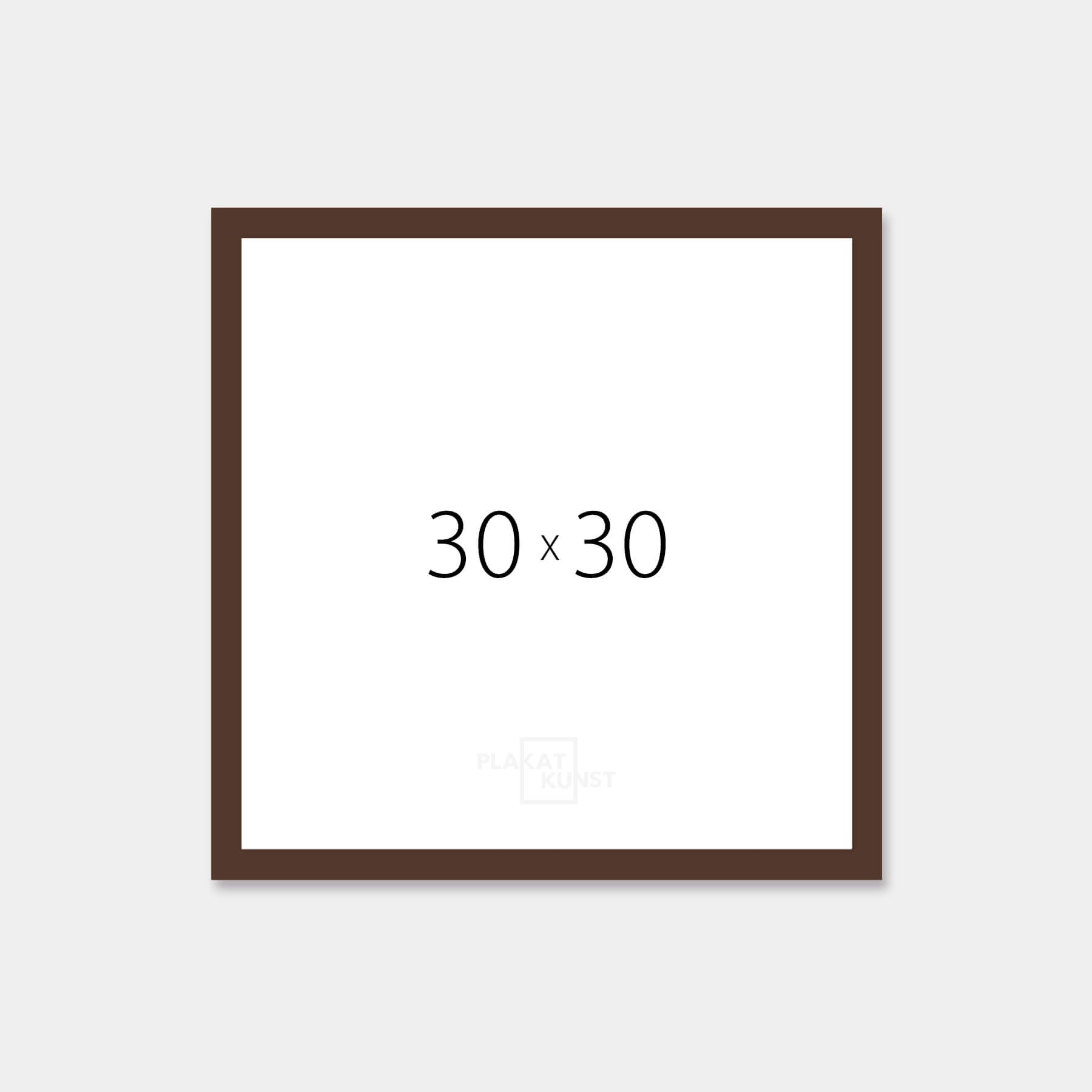 Brown matte wooden frame - Narrow (15 mm) - 30×30 cm