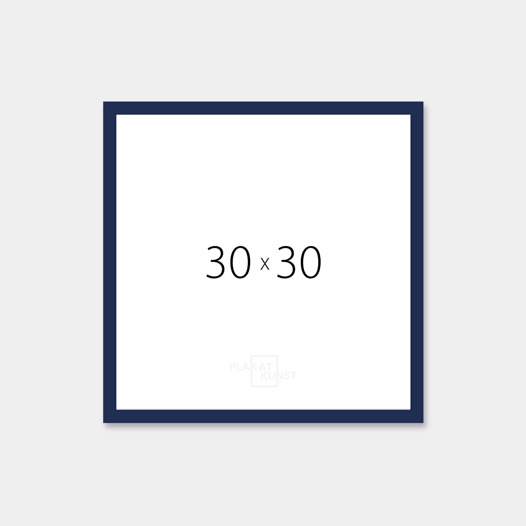 Dark blue glossy wooden frame - Narrow (14 mm) - 30×30 cm