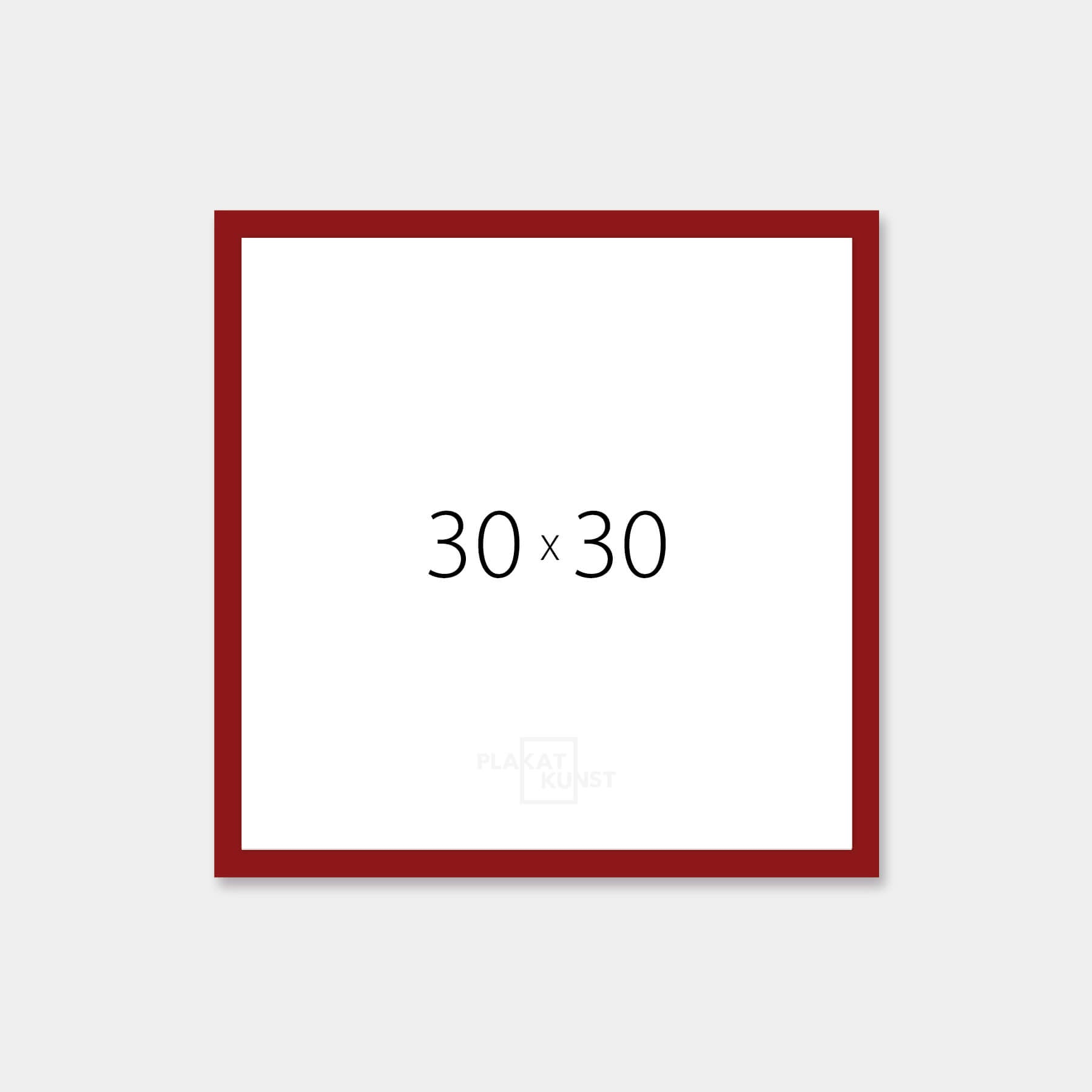 Dark red glossy wooden frame - Narrow (14 mm) - 30×30 cm