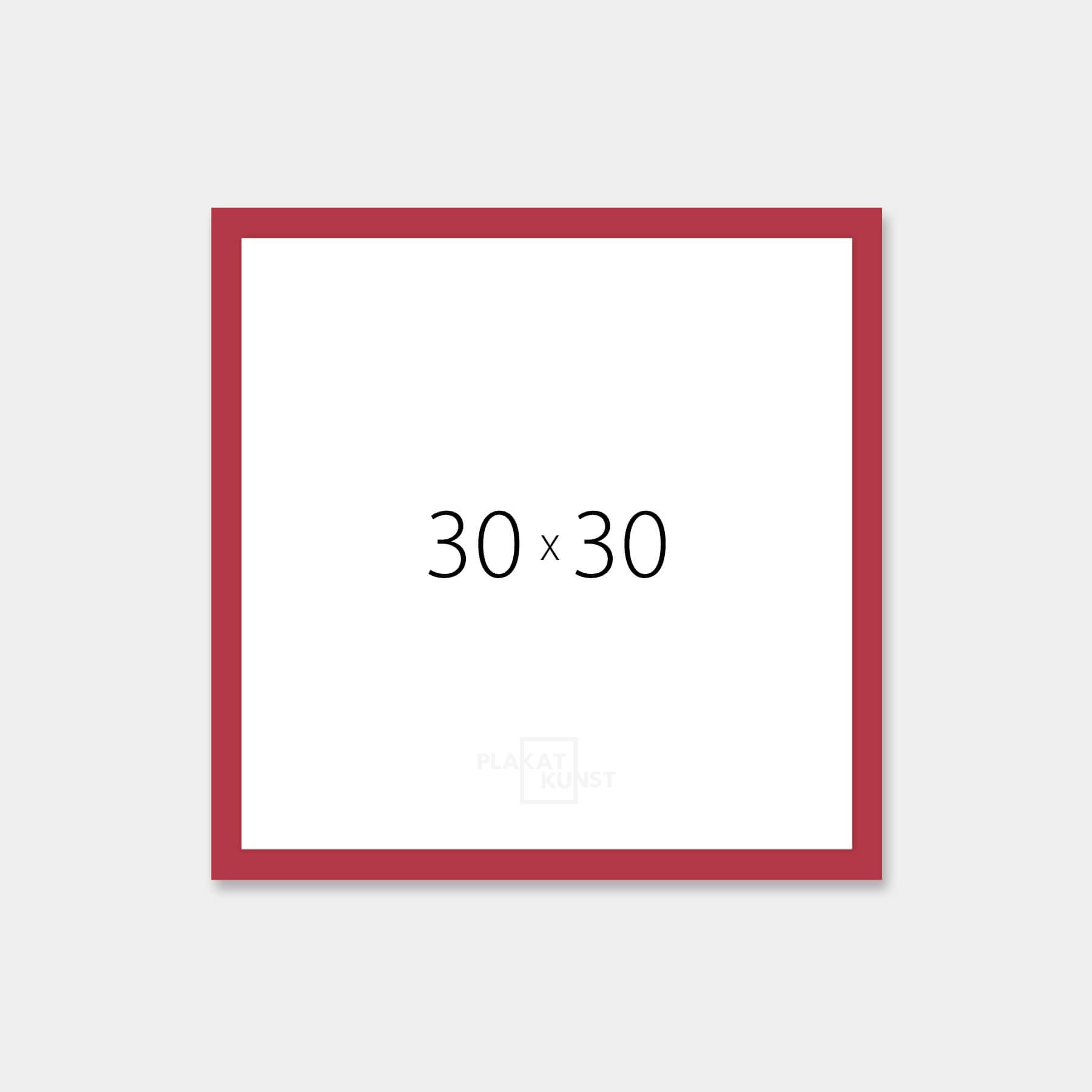 Dark red matte wooden frame - Narrow (15 mm) - 30x30 cm