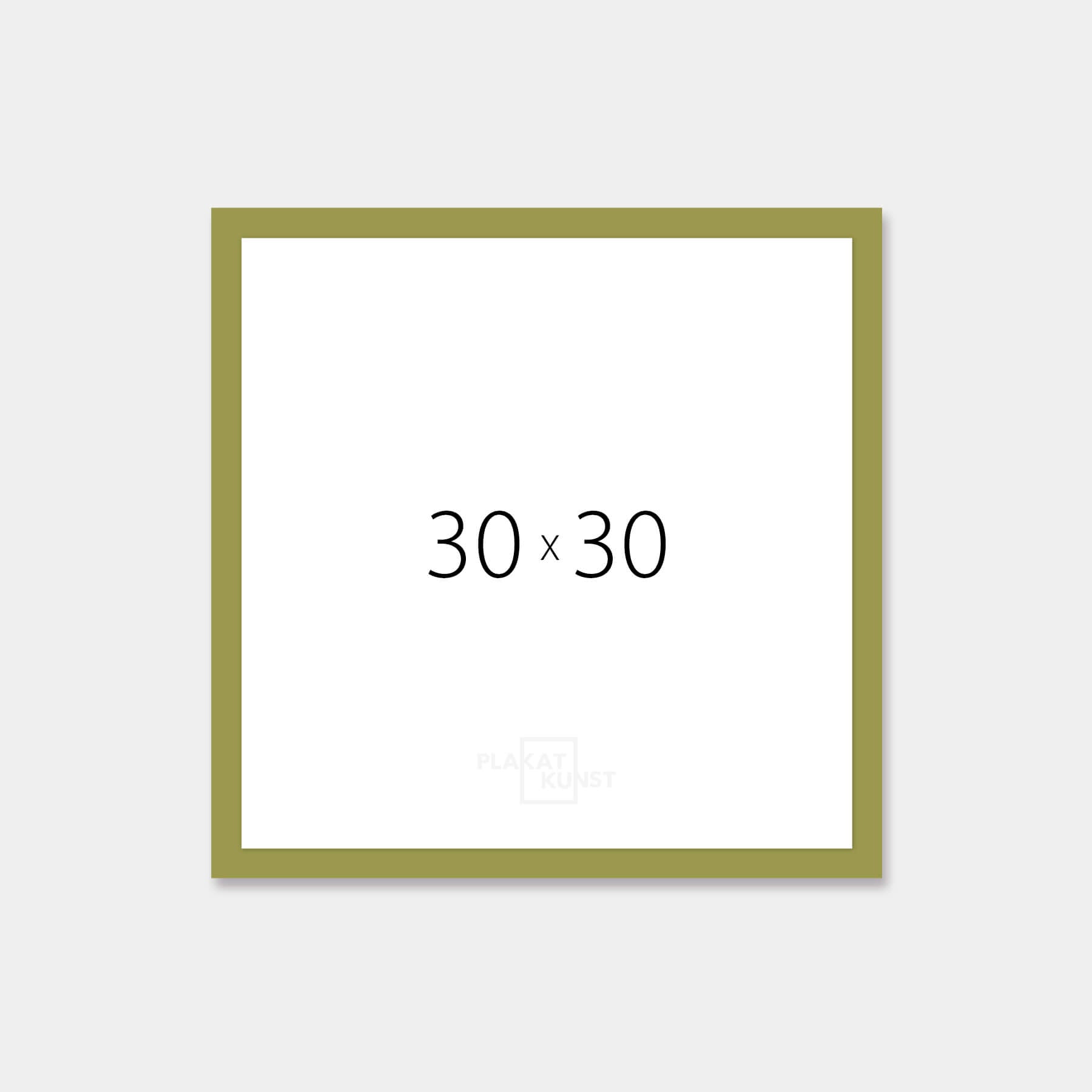 Olive green matt wooden frame - Narrow (15 mm) - 30x30 cm