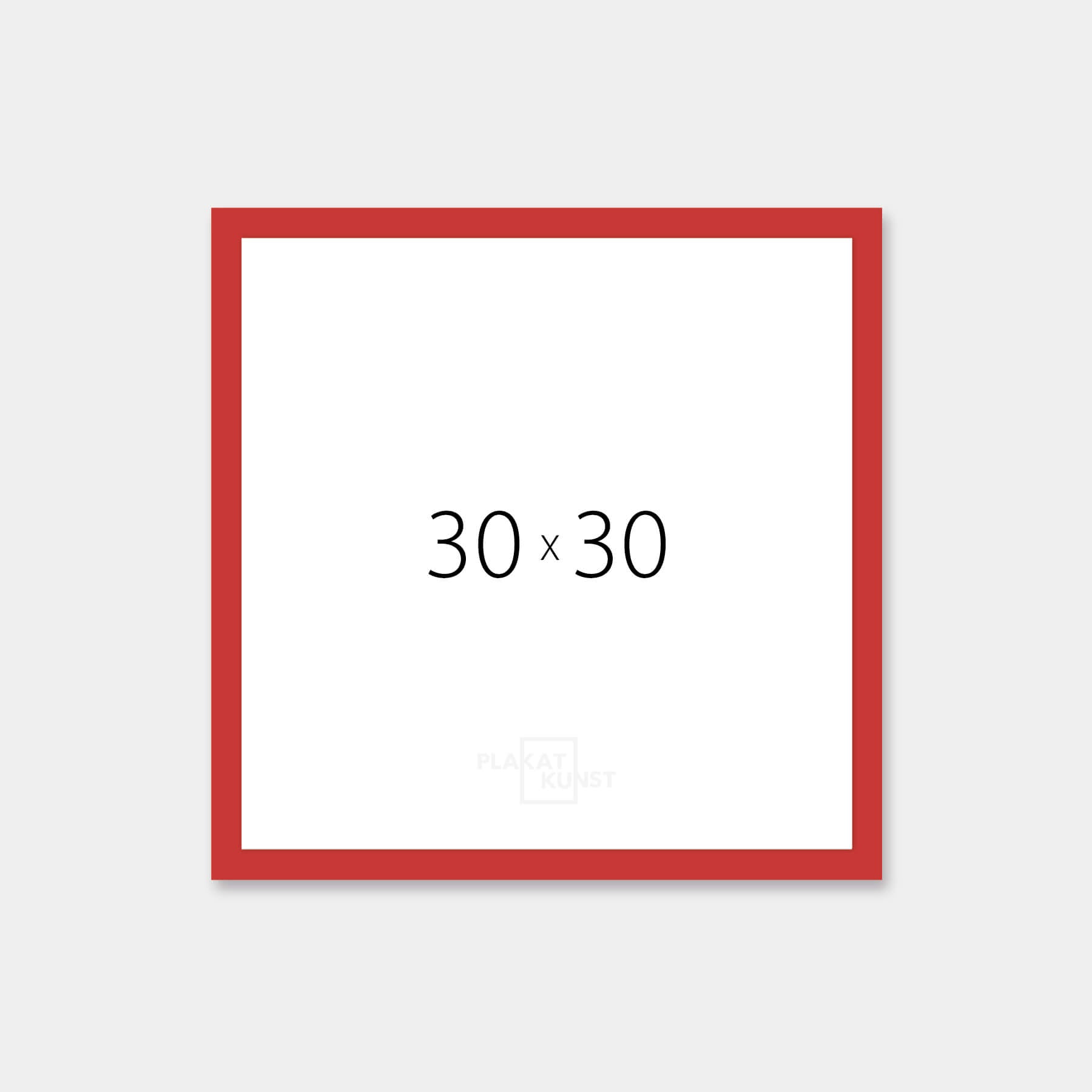 Red matte wooden frame - Narrow (15 mm) - 30×30 cm