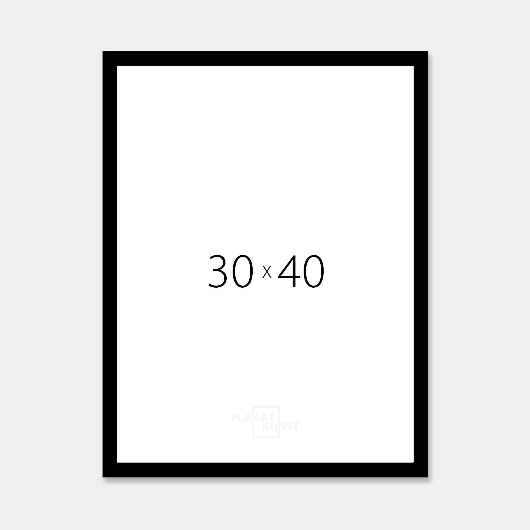 Black glossy wooden frame - Narrow (13 mm) - 30x40 cm