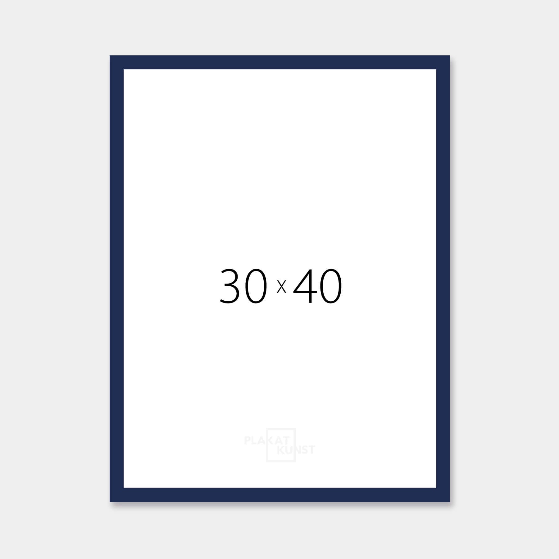 Dark blue glossy wooden frame - Narrow (13 mm) - 30×40 cm