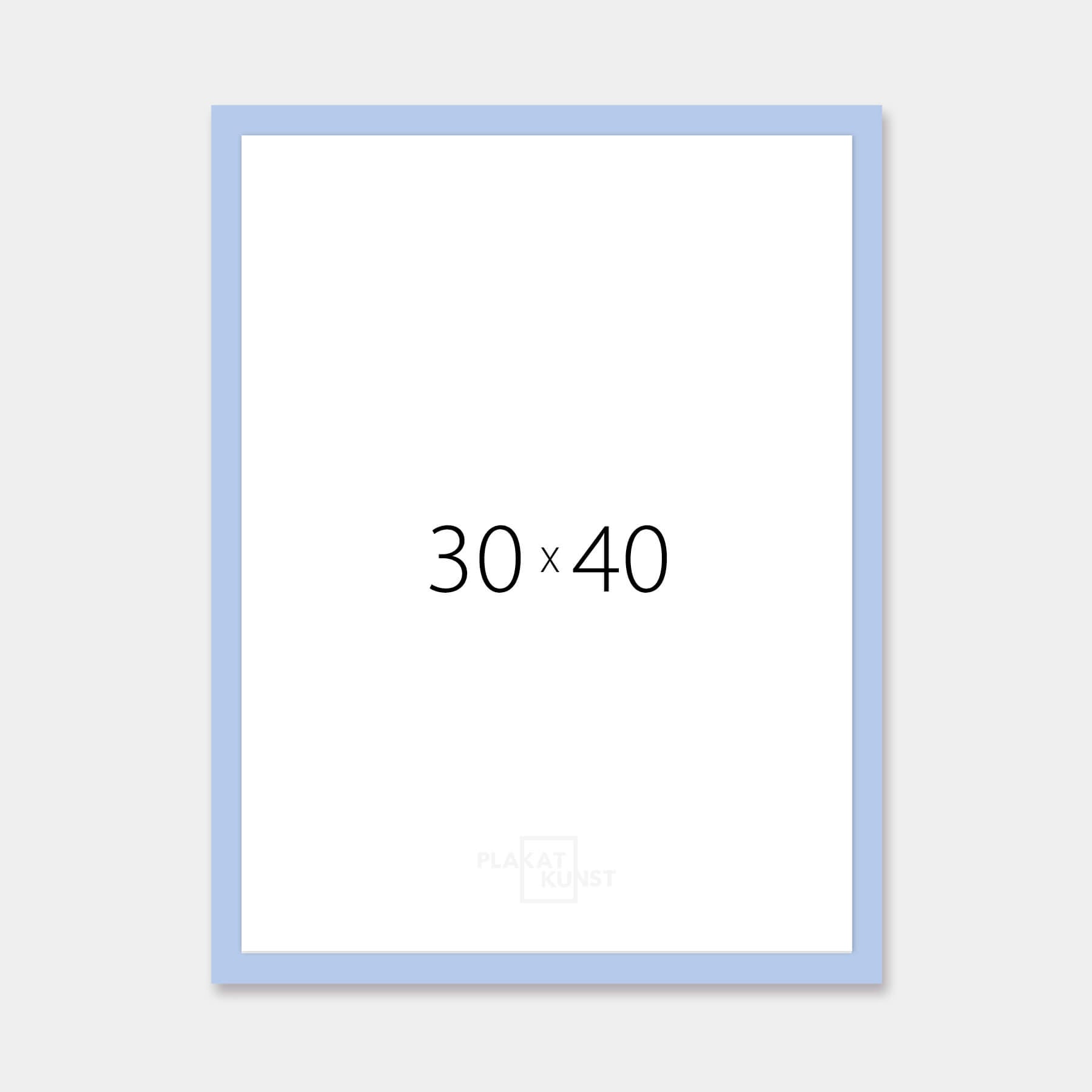 Light blue matte wooden frame - Narrow (15 mm) - 30×40 cm