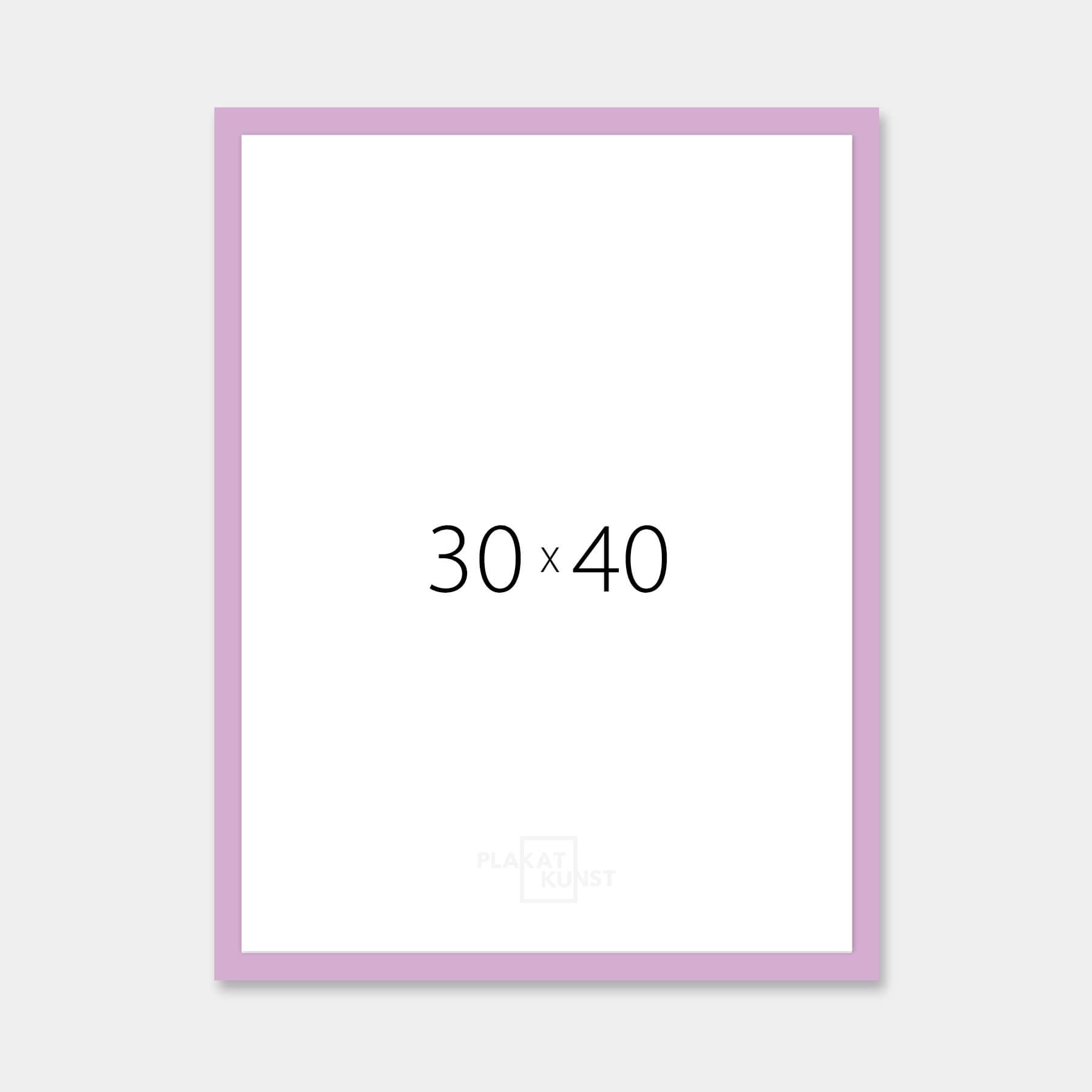 Pink glossy wooden frame - Narrow (13 mm) - 30×40 cm