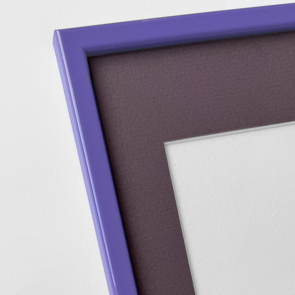 Purple glossy wooden frame - Narrow (13 mm) - Custom size