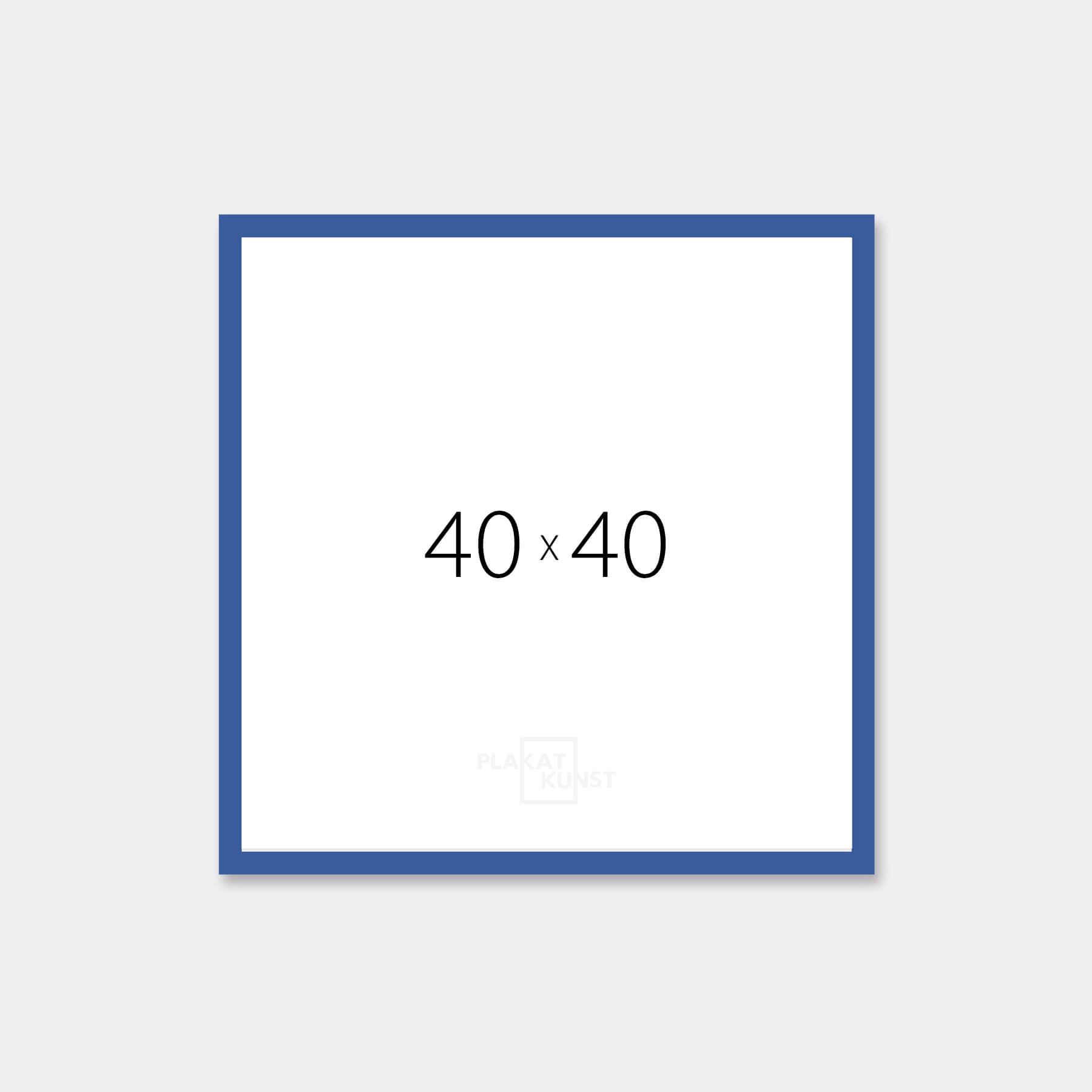 Blue matte wooden frame - Narrow (15 mm) - 40×40 cm