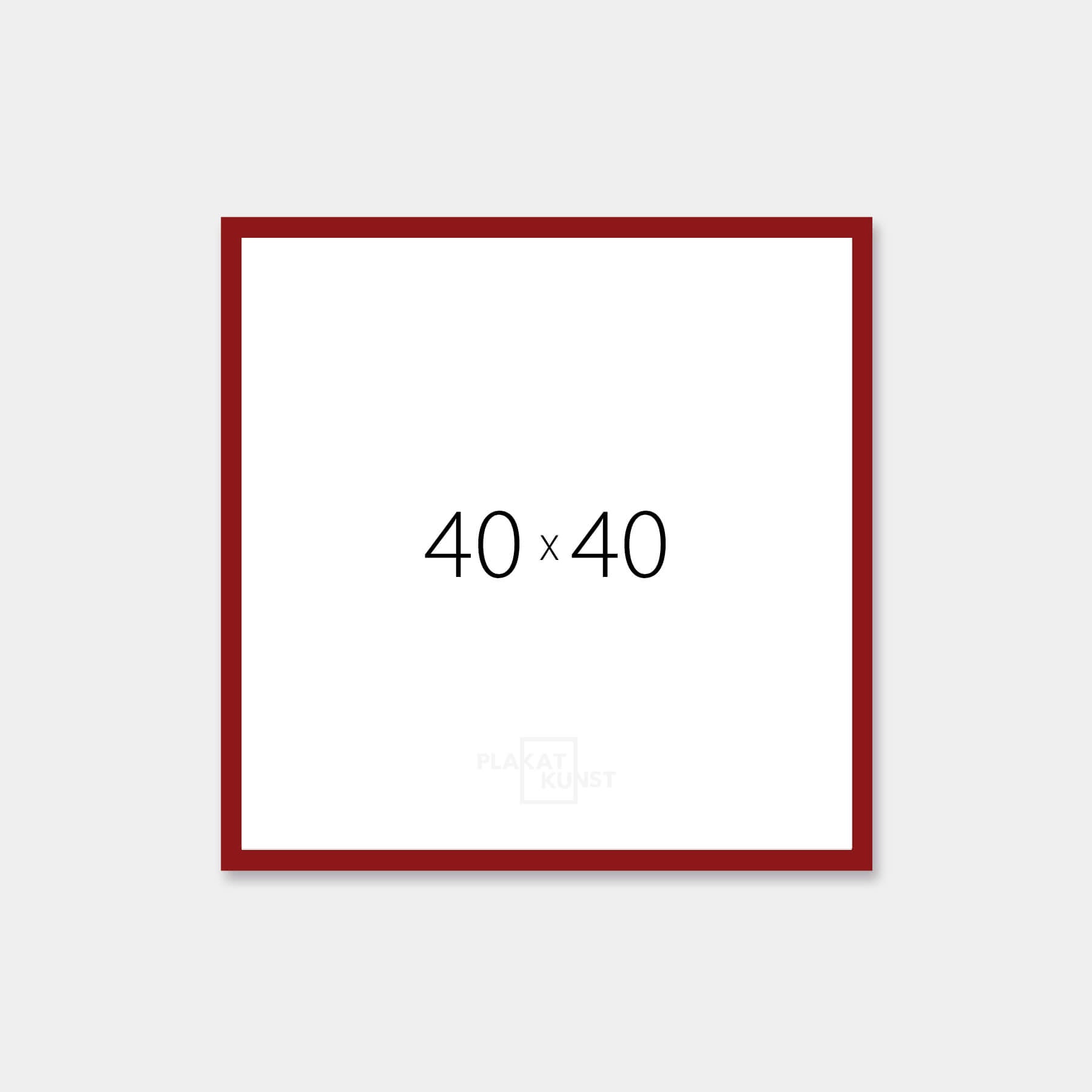 Dark red glossy wooden frame - Narrow (14 mm) - 40×40 cm