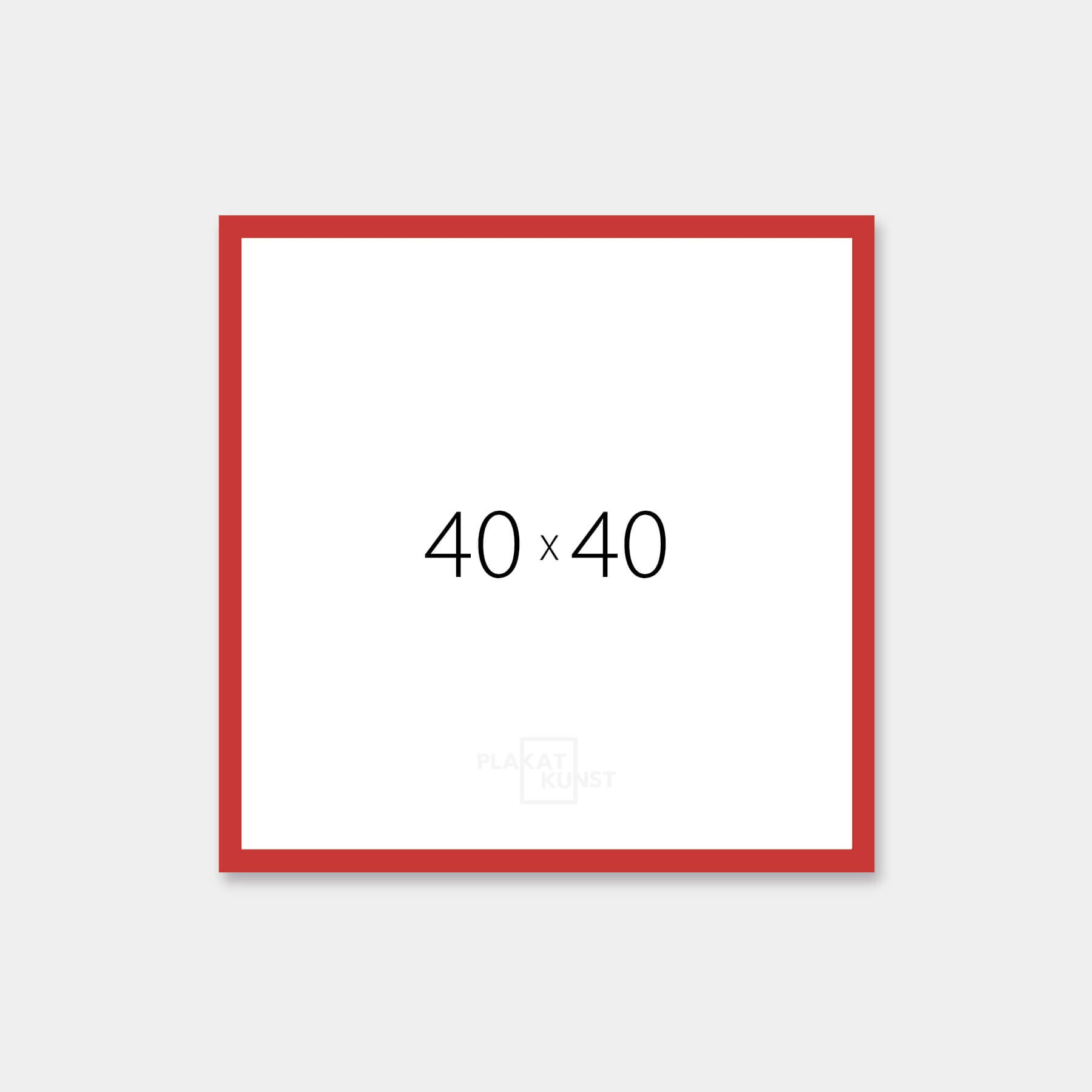 Red matte wooden frame - Narrow (15 mm) - 40×40 cm