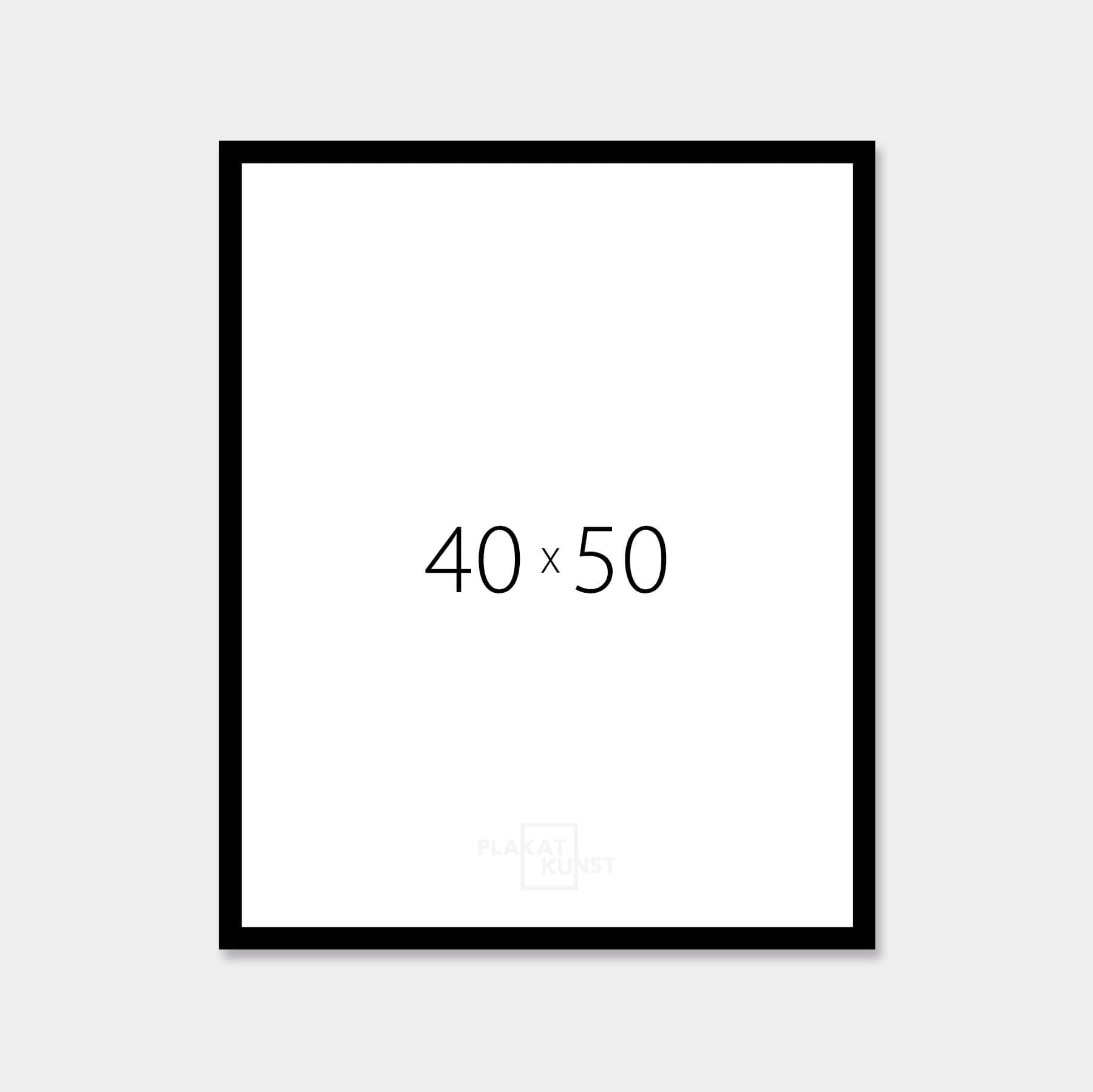 Black glossy wooden frame - Narrow (13 mm) - 40x50 cm