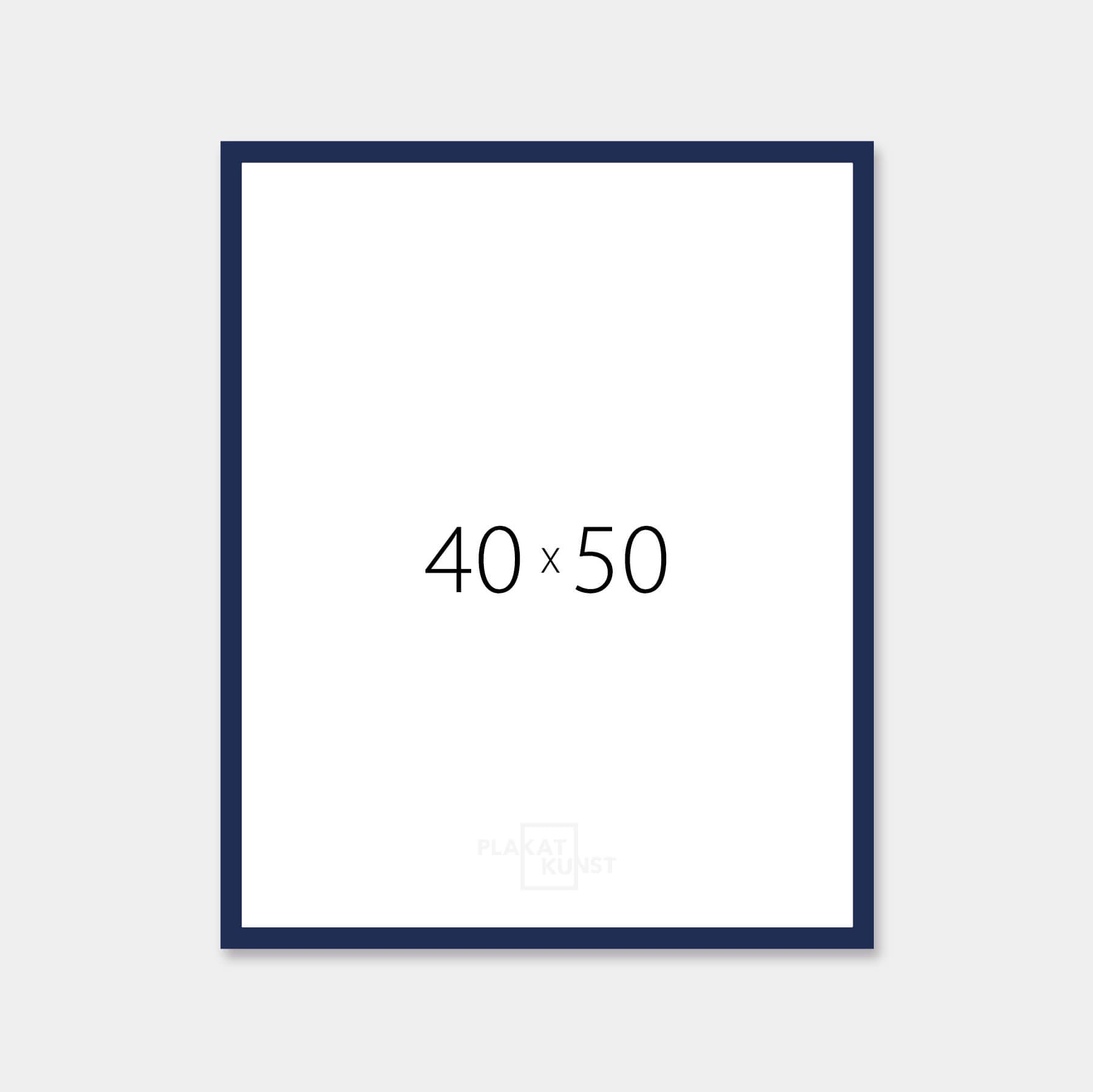 Dark blue glossy wooden frame - Narrow (13 mm) - 40×50 cm