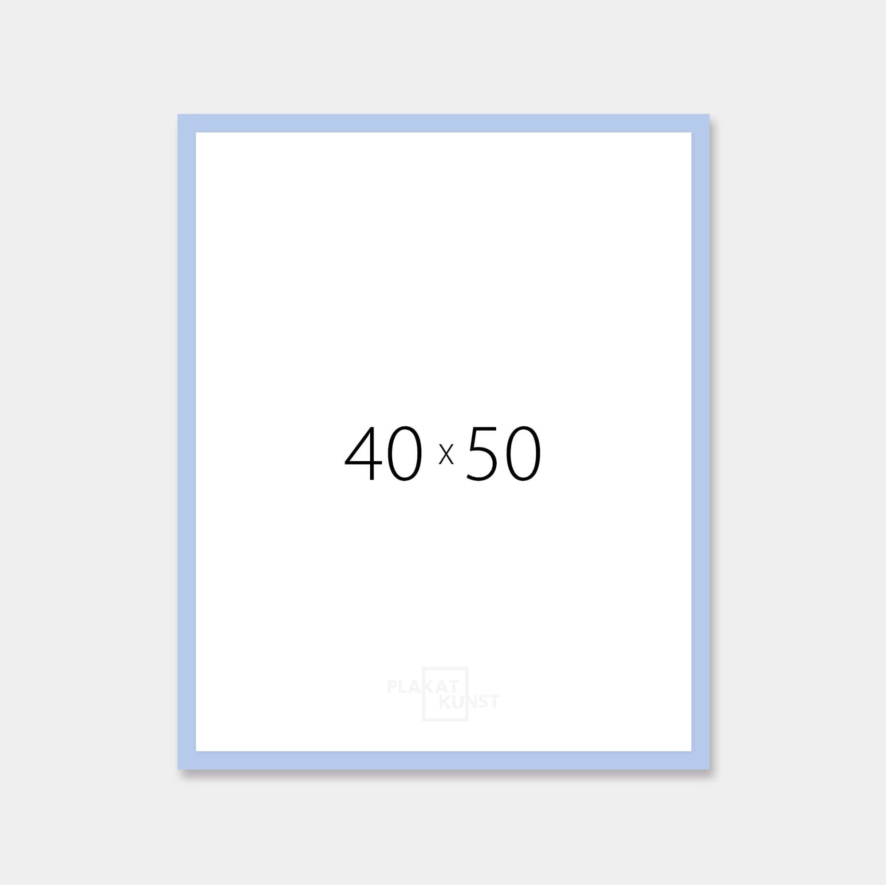 Light blue matte wooden frame - Narrow (15 mm) - 40×50 cm