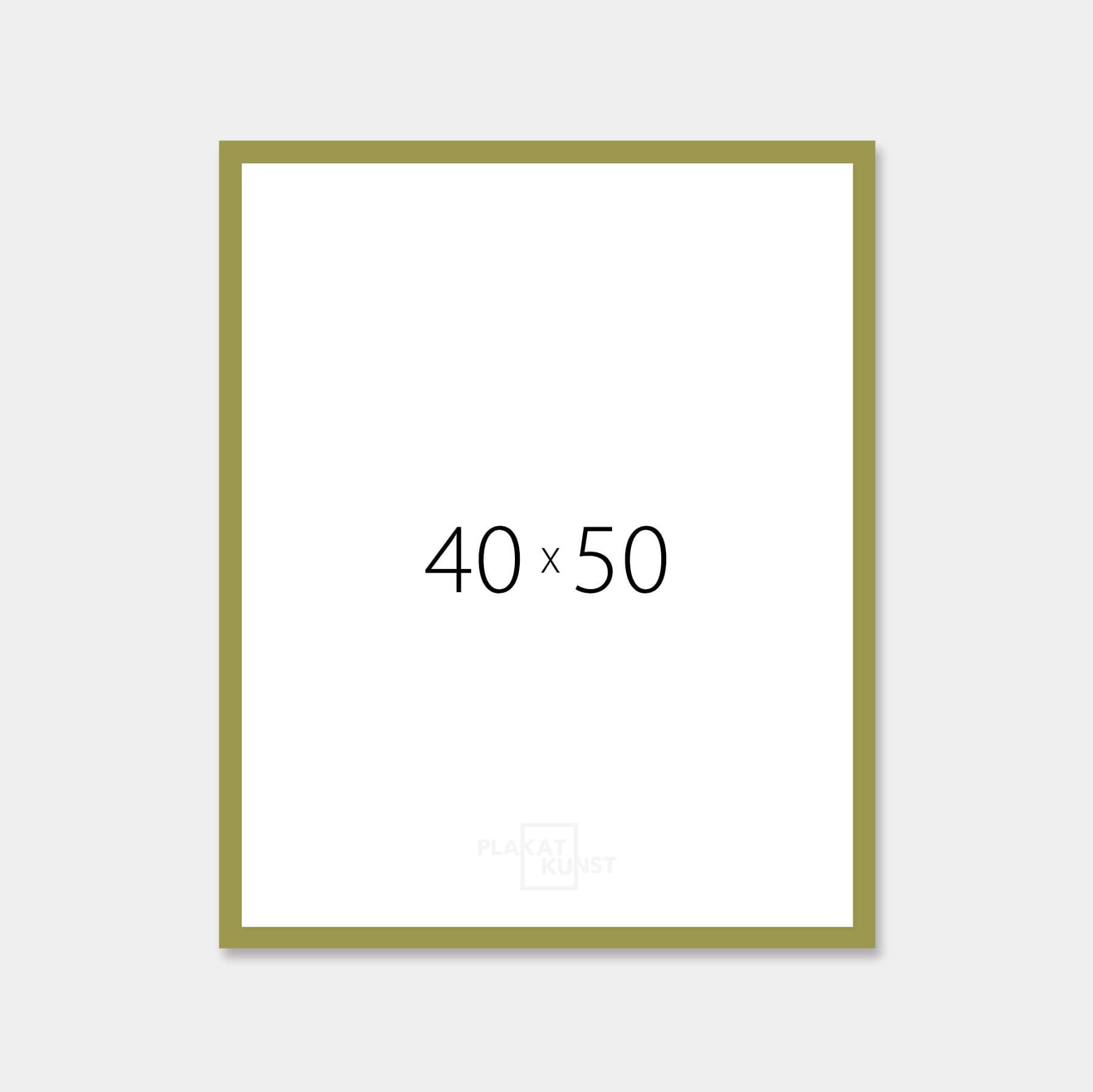 Olive green matte wooden frame - Narrow (15 mm) - 40x50 cm