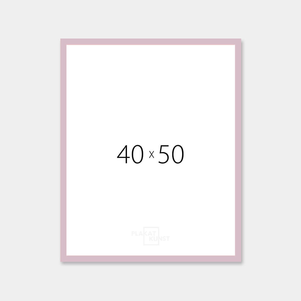 Pink matte wooden frame - Narrow (15 mm) - 40x50 cm