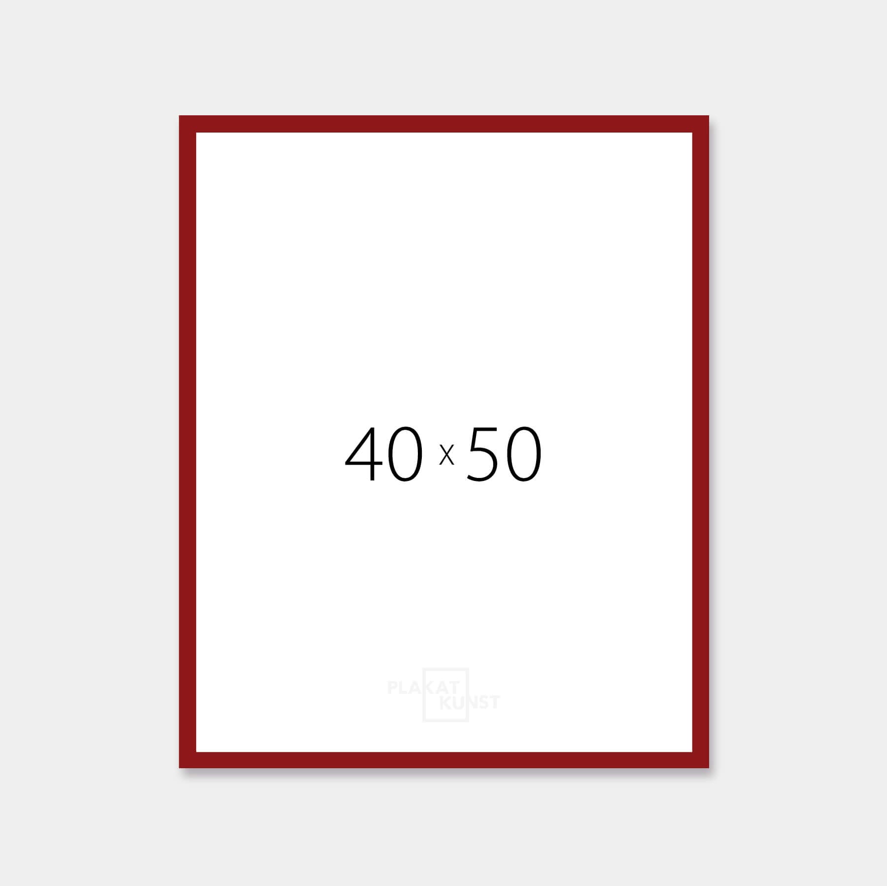 Dark red glossy wooden frame - Narrow (13 mm) - 40×50 cm