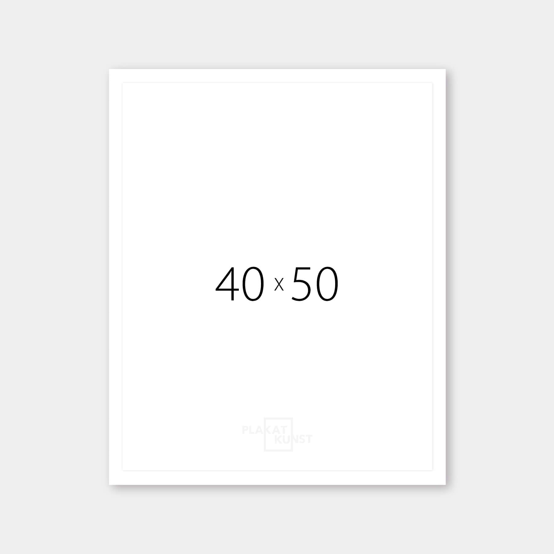 White wooden frame – Narrow (15 mm) – 40x50 cm