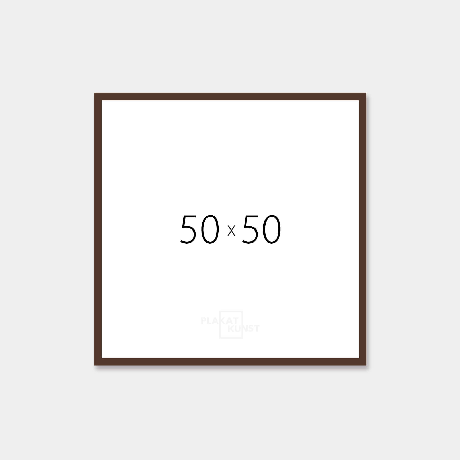 Brown matte wooden frame - Narrow (15 mm) - 50×50 cm