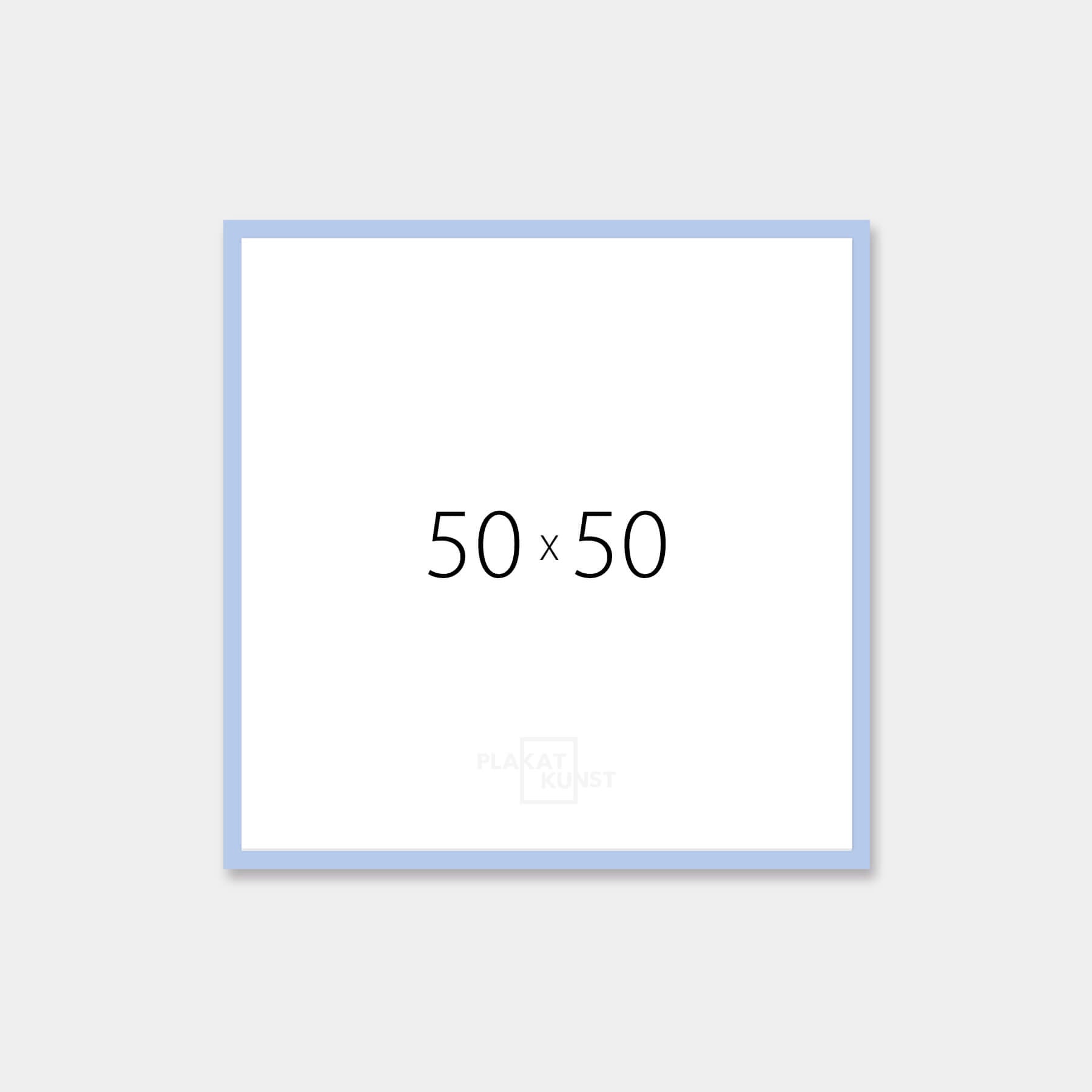 Light blue matte wooden frame - Narrow (15 mm) - 50×50 cm