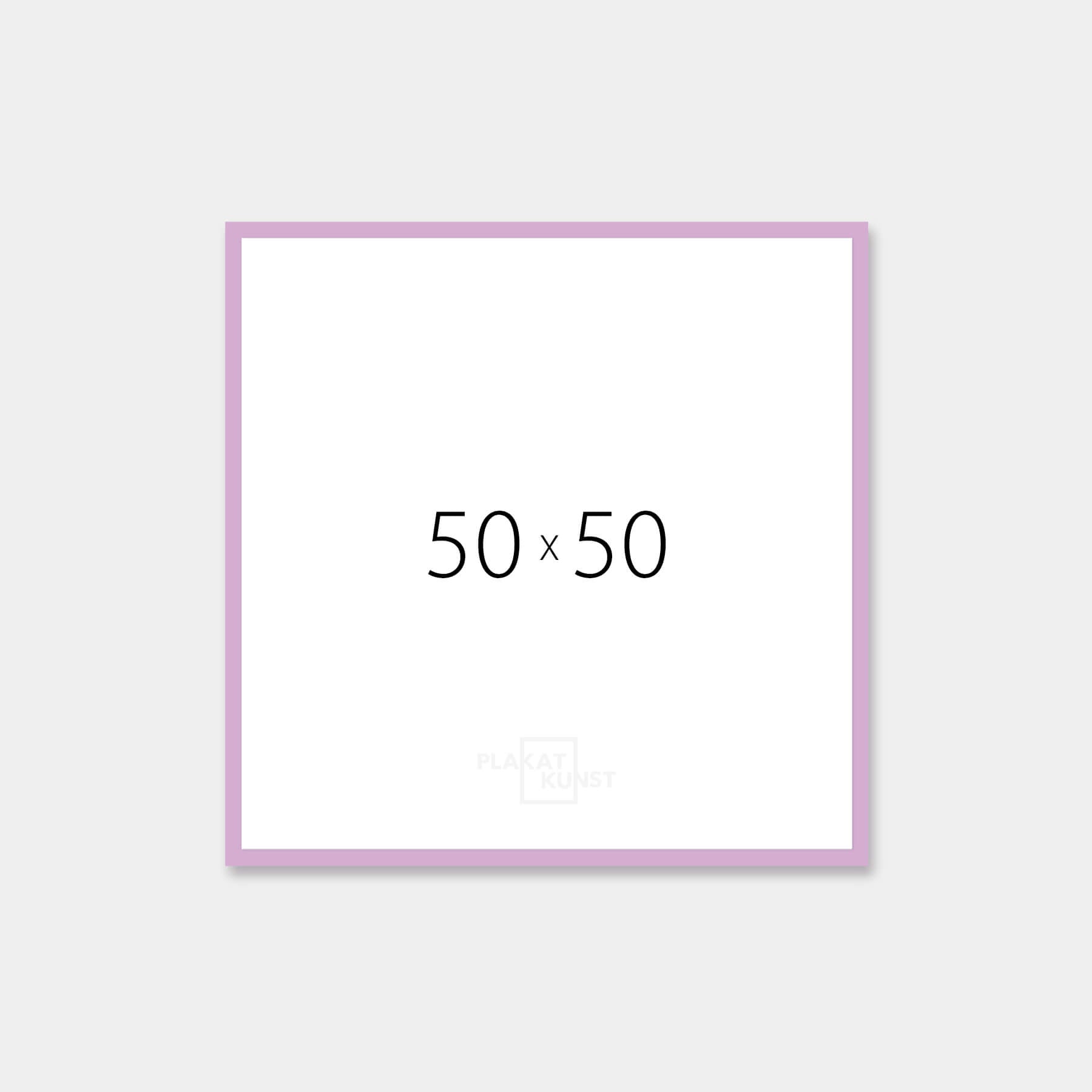 Pink glossy wooden frame - Narrow (14 mm) - 50×50 cm