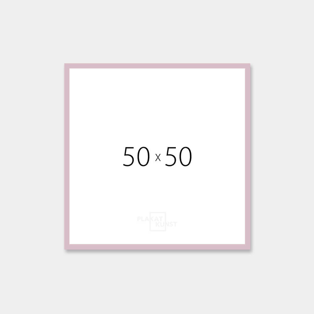 Pink matte wooden frame - Narrow (15 mm) - 50x50 cm