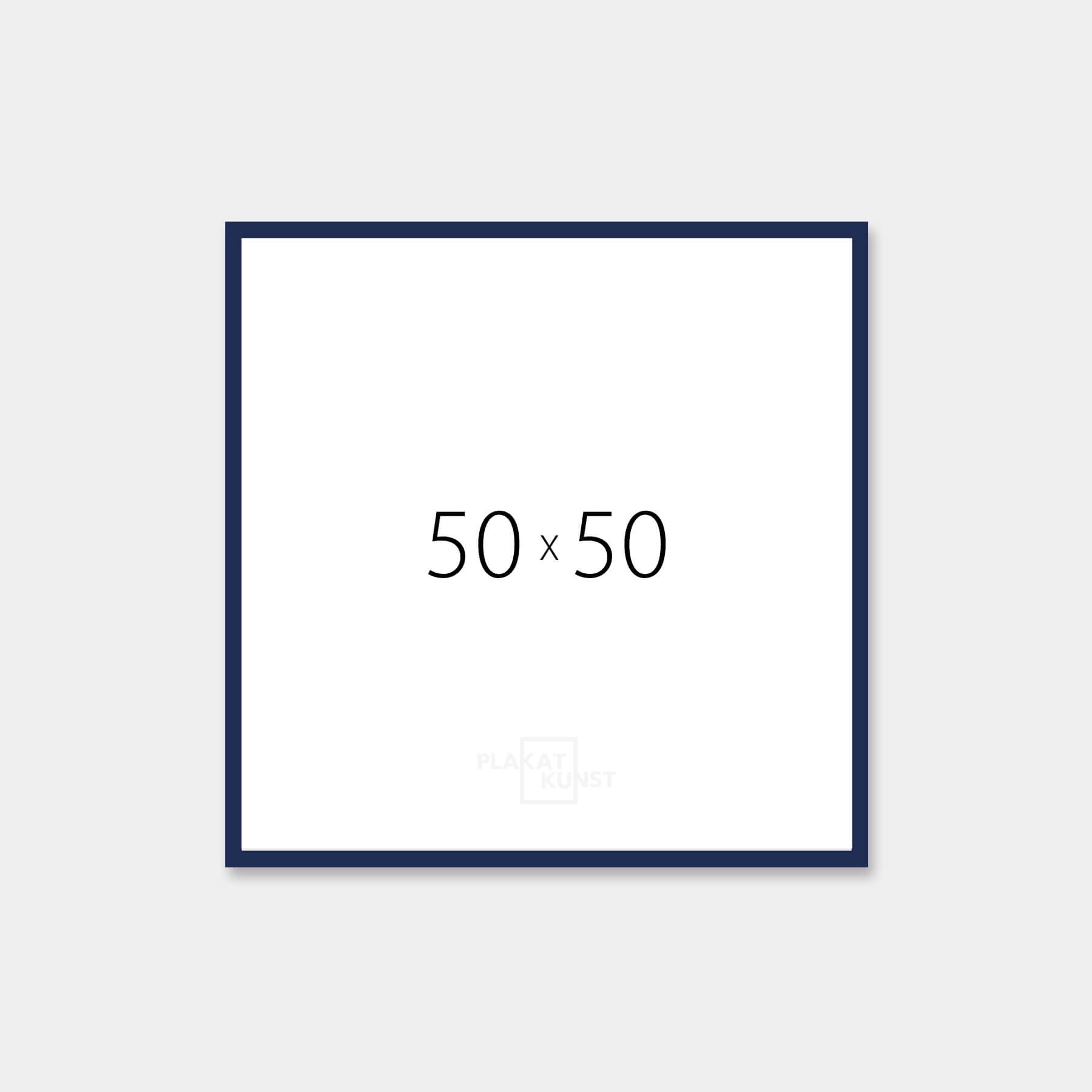 Dark blue glossy wooden frame - Narrow (14 mm) - 50×50 cm