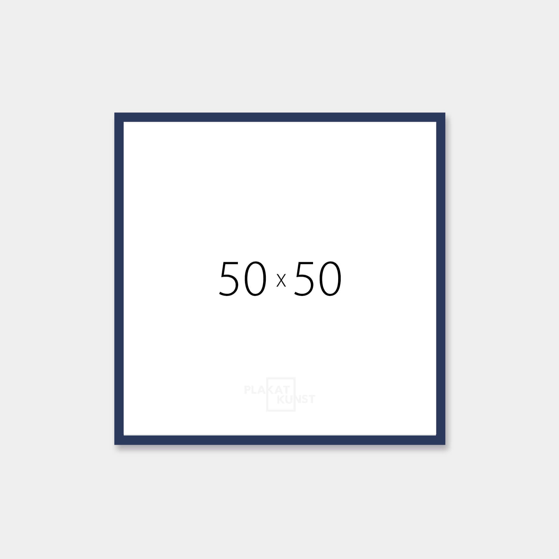 Dark blue matte wooden frame - Narrow (15 mm) - 50×50 cm