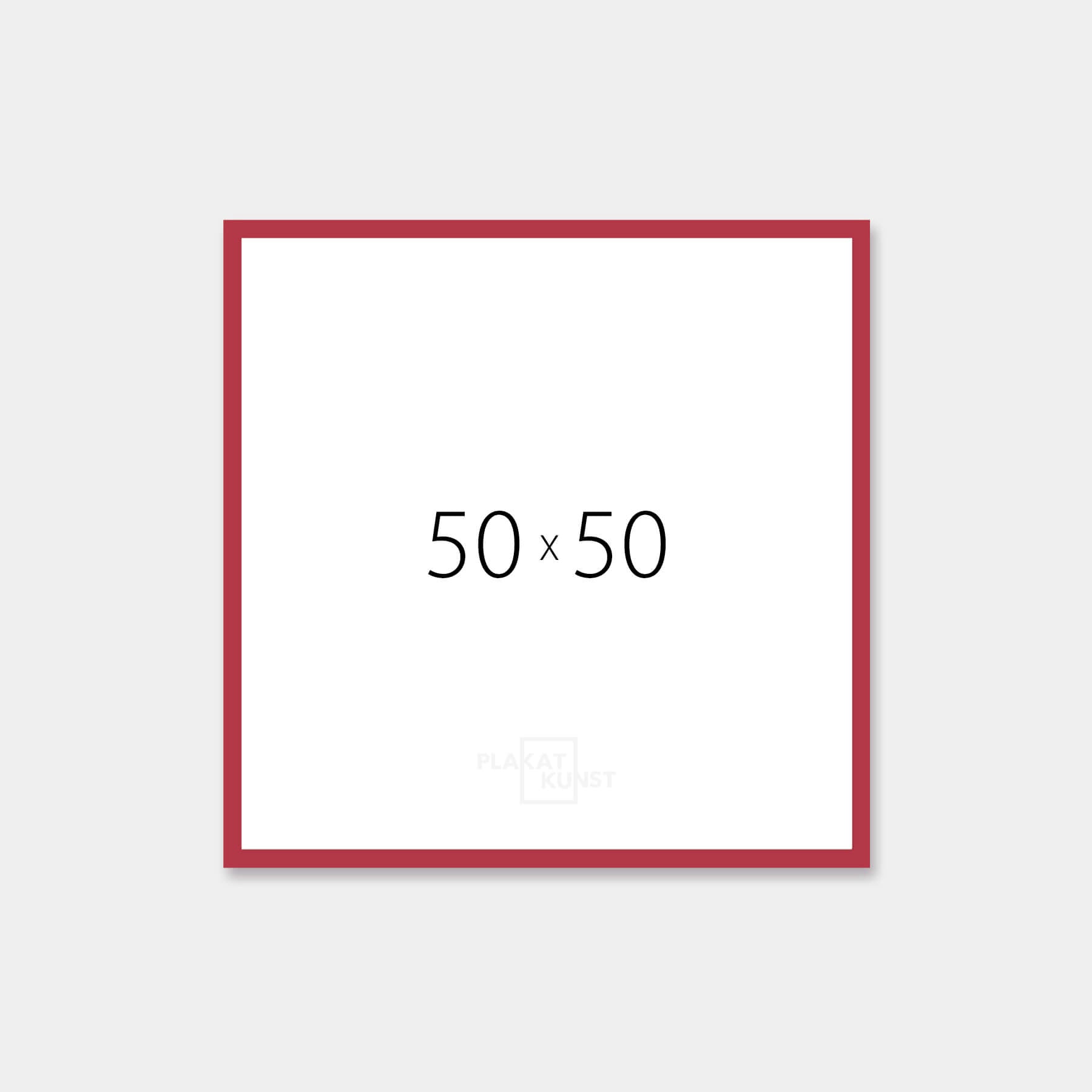 Dark red matt wooden frame - Narrow (15 mm) - 50x50 cm