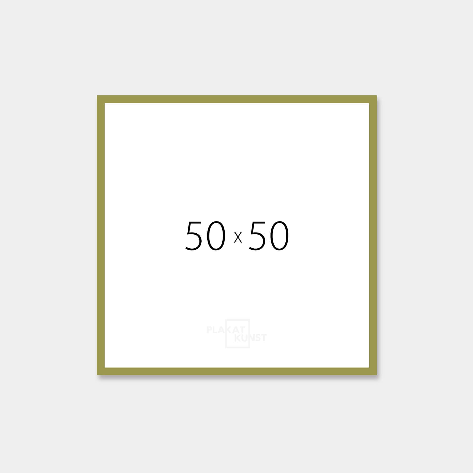 Light olive green matte wooden frame - Narrow (15 mm) - 50×50 cm