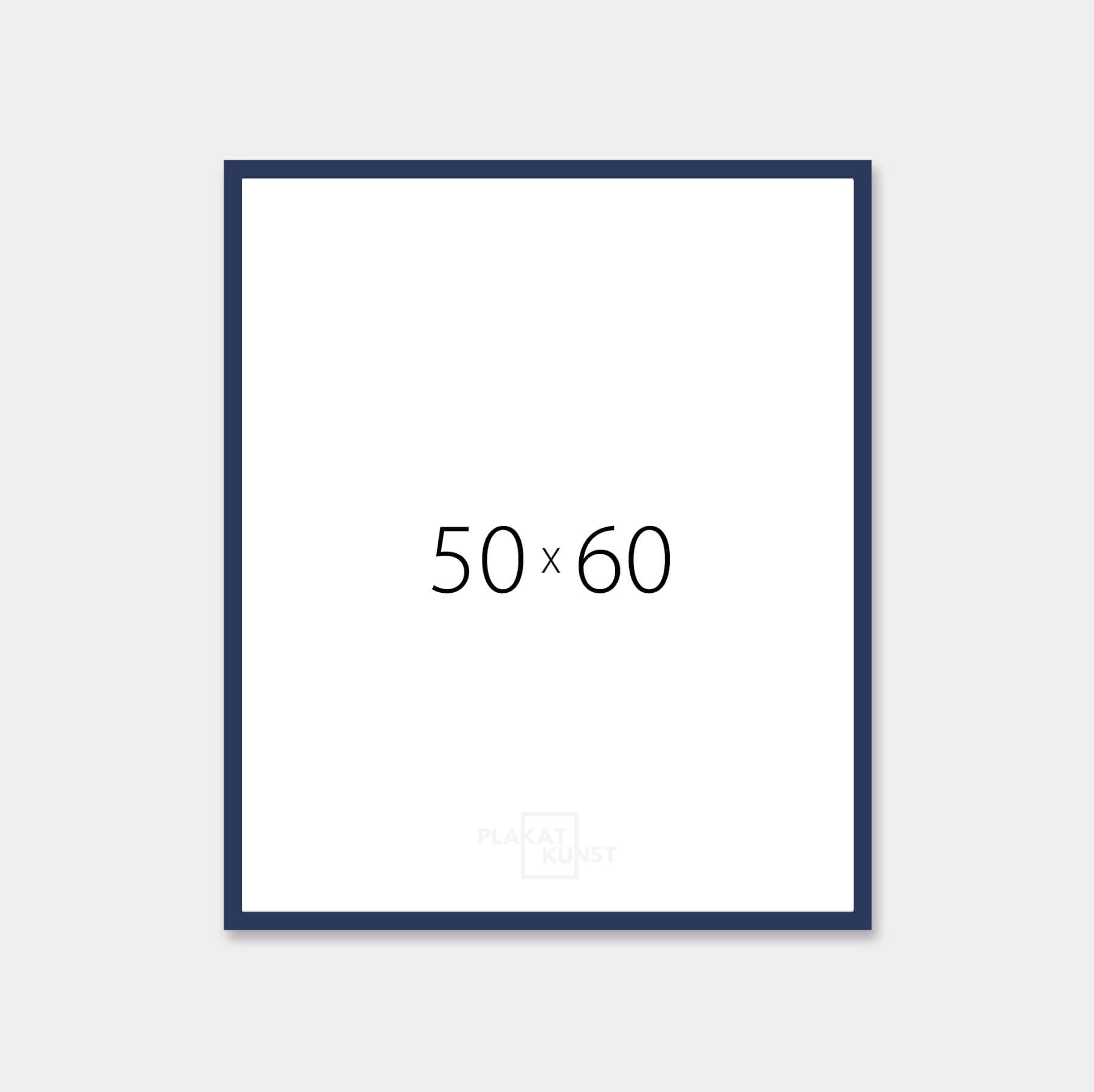 Dark blue matte wooden frame - Narrow (15 mm) - 50×60 cm
