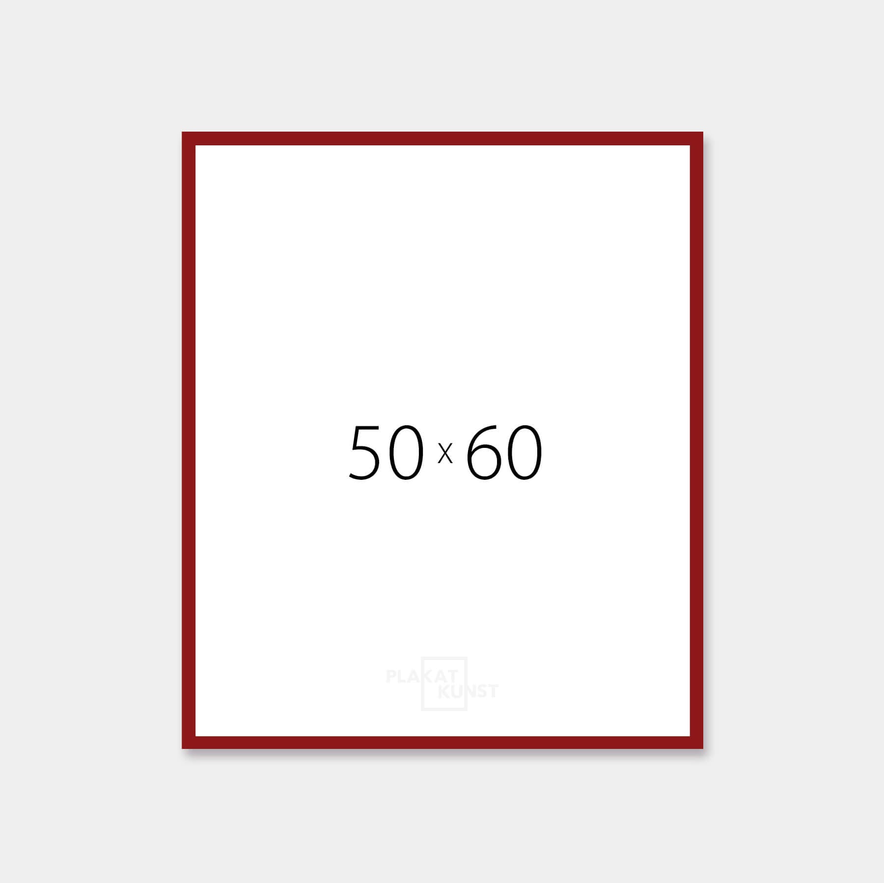 Dark red glossy wooden frame - Narrow (13 mm) - 50×60 cm