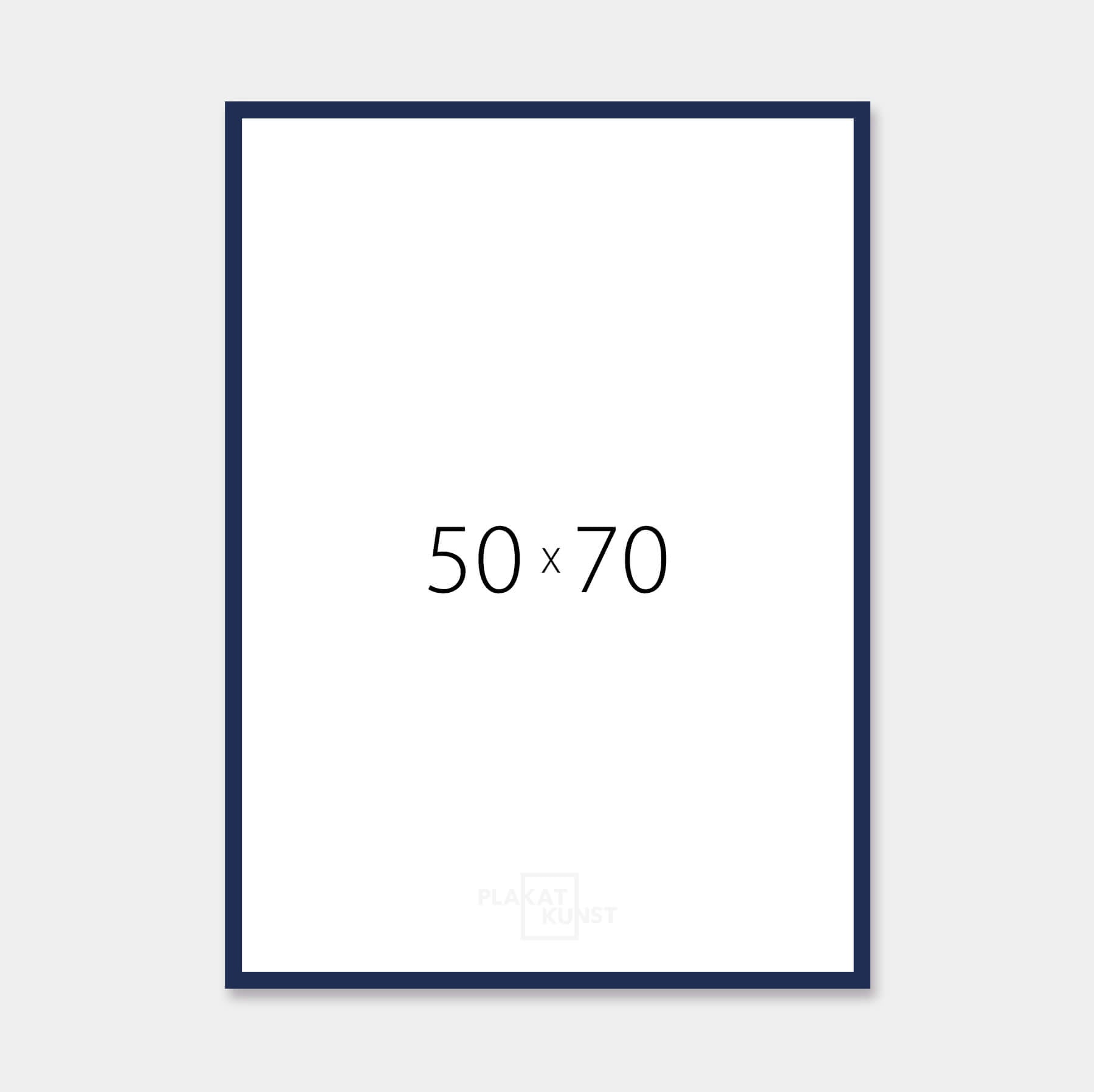 Dark blue glossy wooden frame - Narrow (14 mm) - 50x70 cm