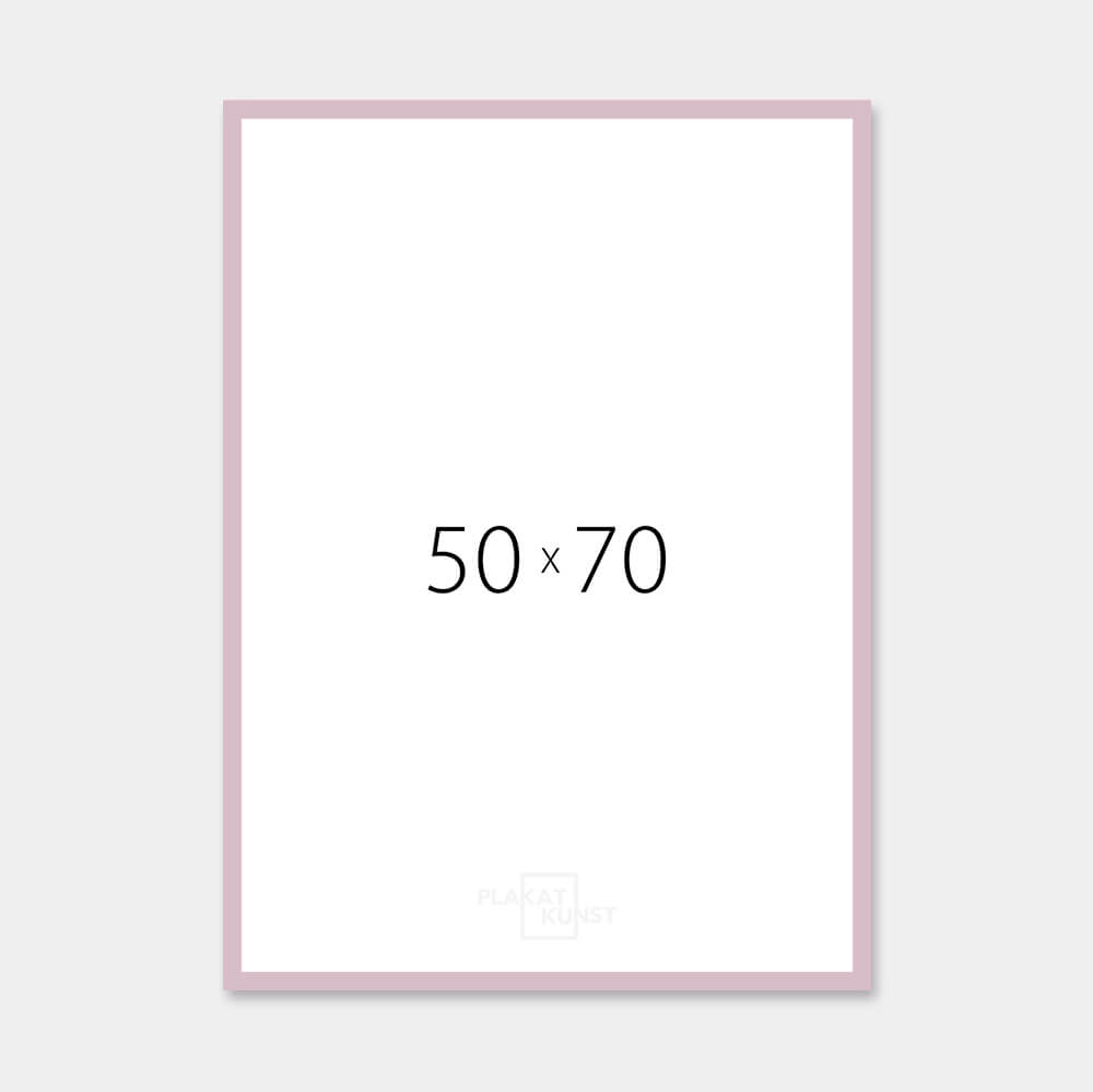 Pink matte wooden frame - Narrow (15 mm) - 50x70 cm