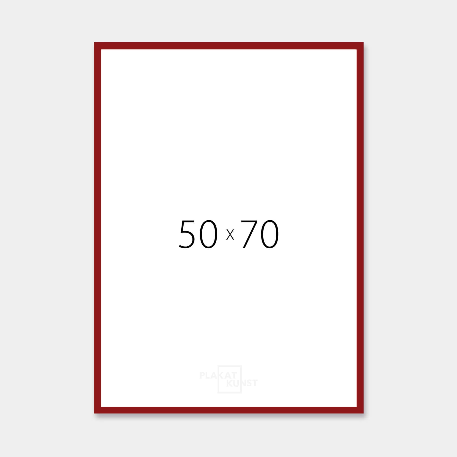 Dark red glossy wooden frame - Narrow (13 mm) - 50x70 cm