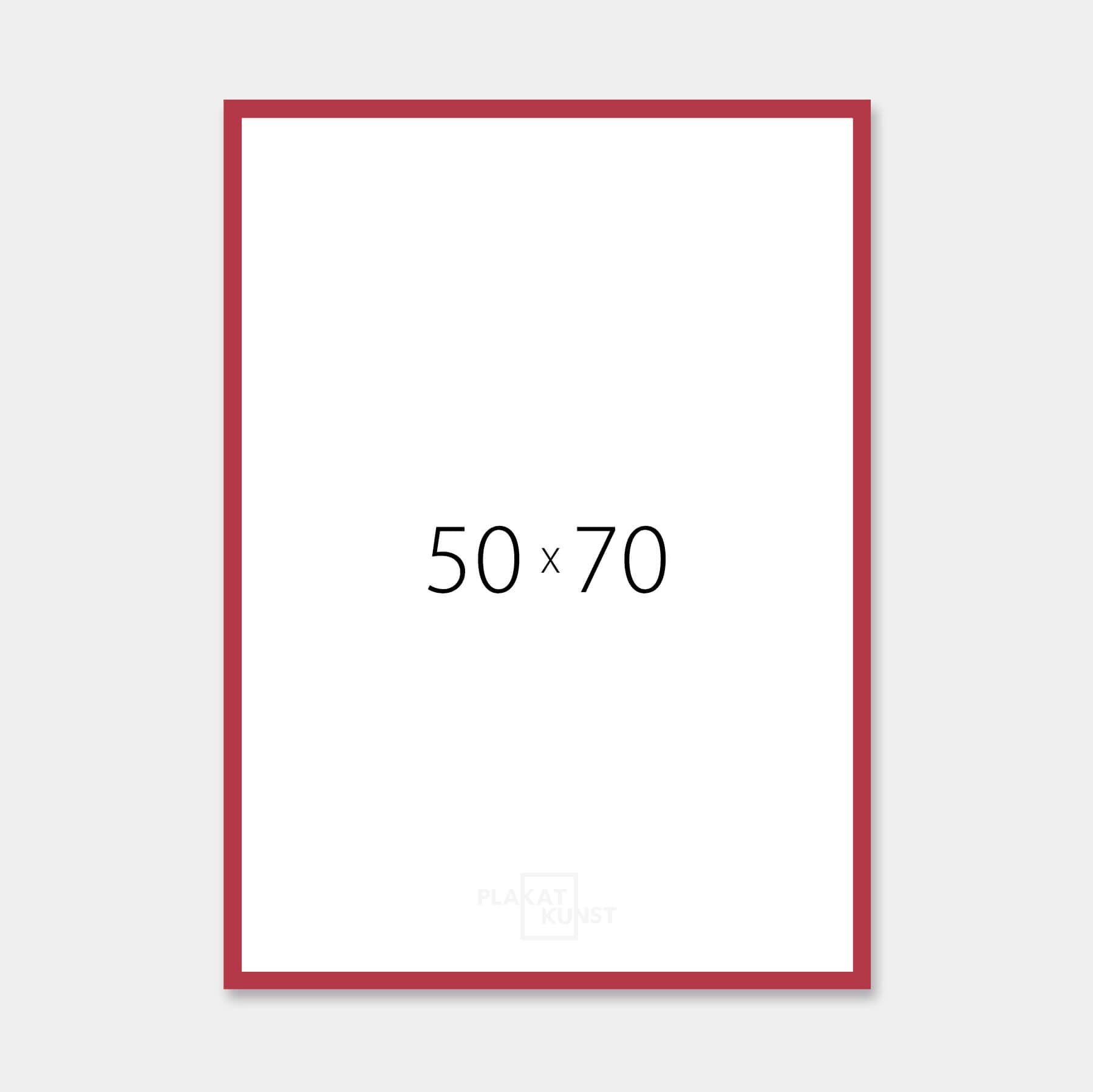 Dark red matte wooden frame - Narrow (15 mm) - 50x70 cm