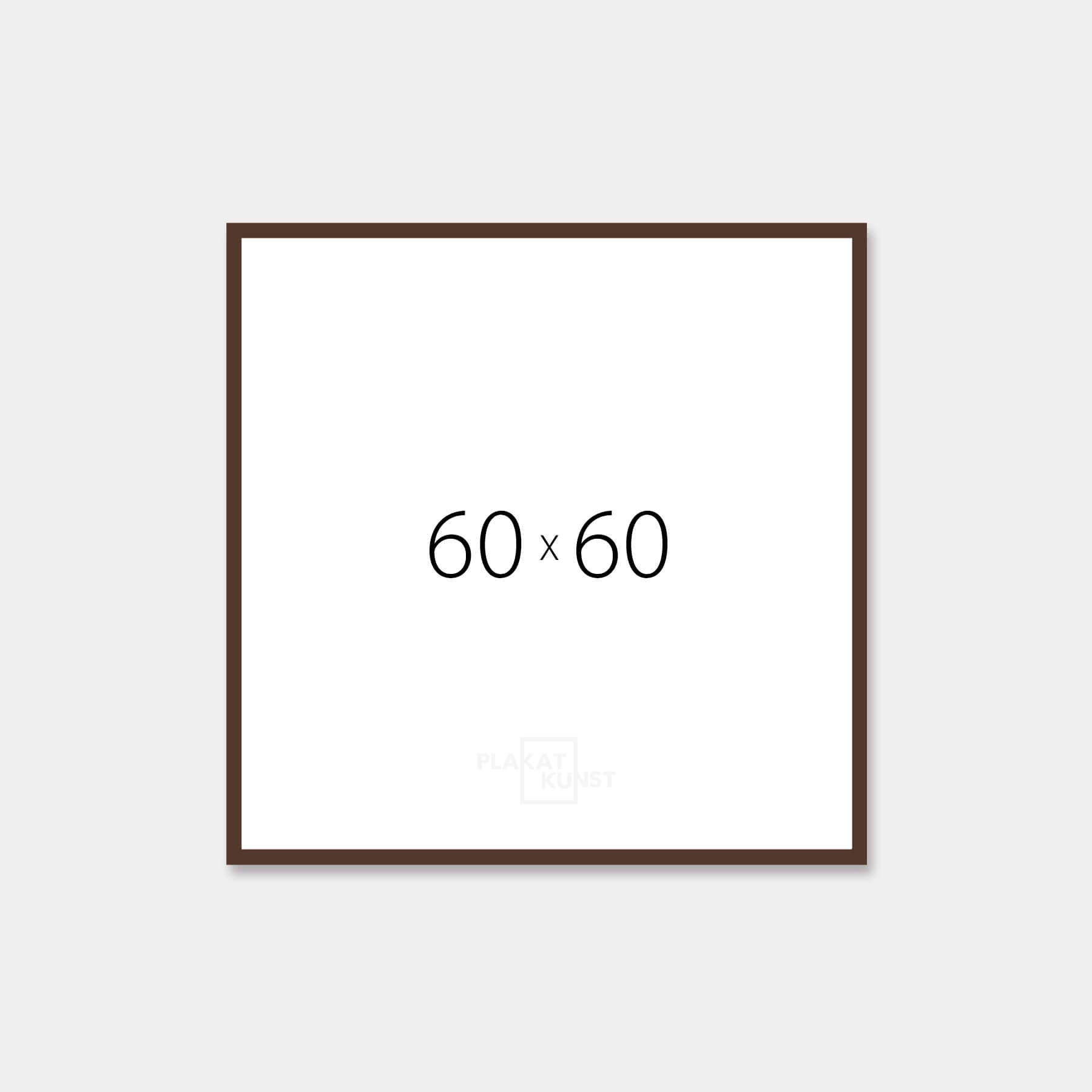 Brown matte wooden frame - Narrow (15 mm) - 60×60 cm