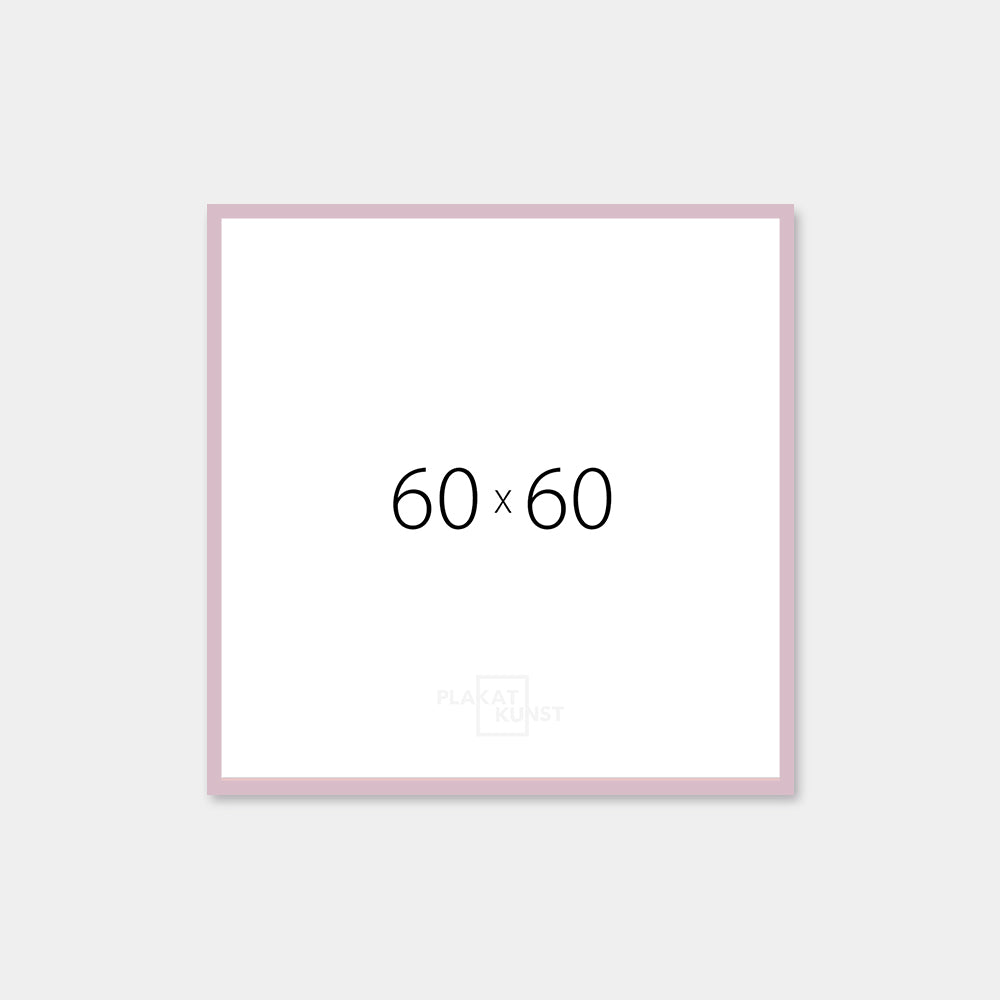 Pink matte wooden frame - Narrow (15 mm) - 60×60 cm