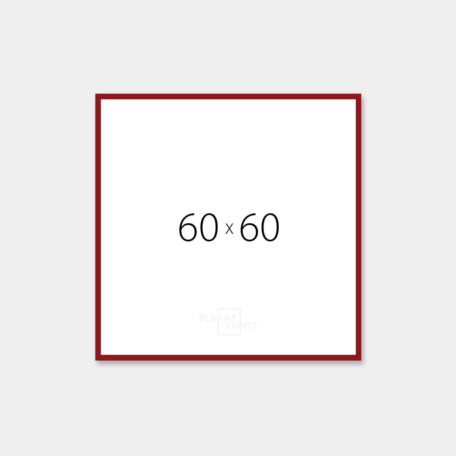 Dark red glossy wooden frame - Narrow (14 mm) - 60×60 cm