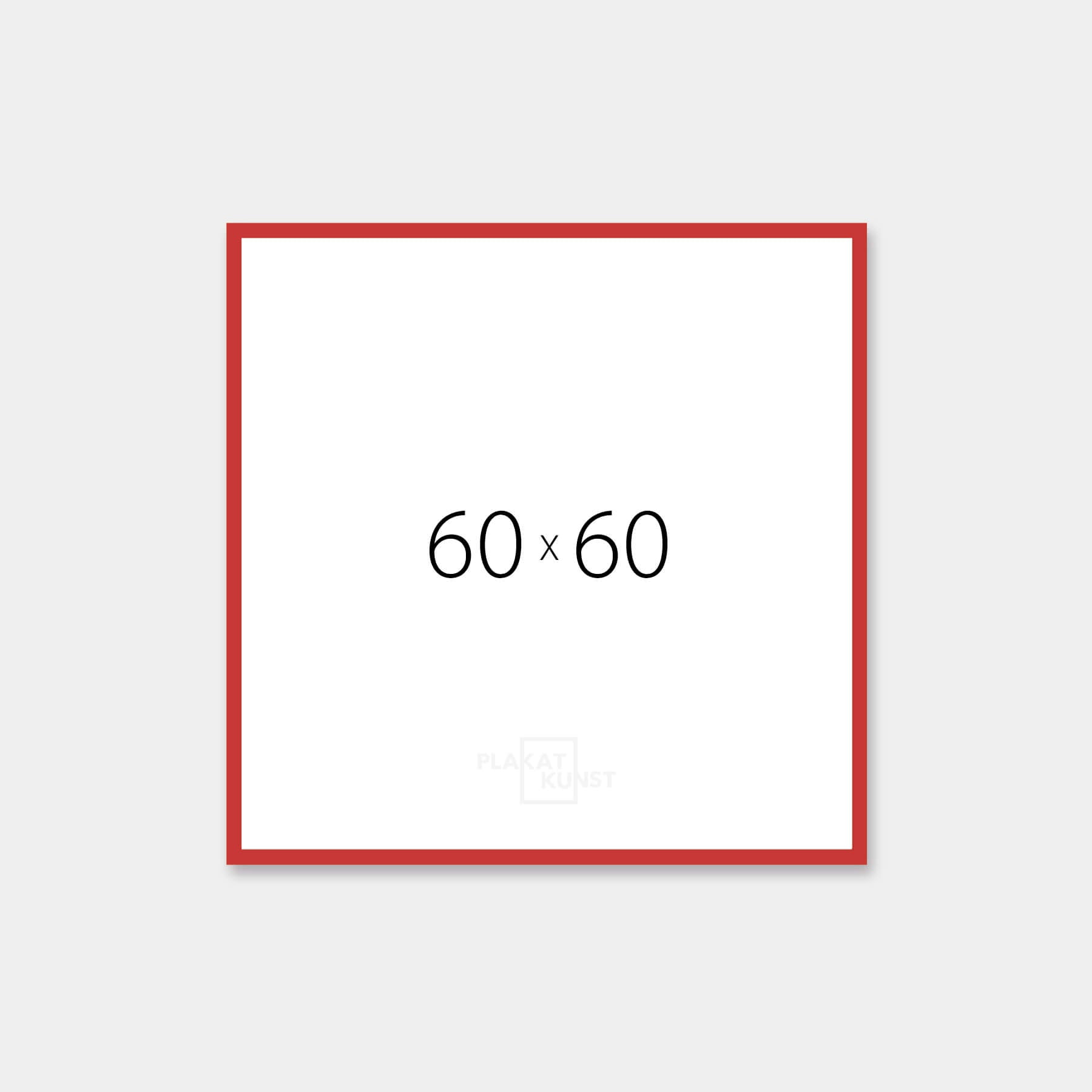 Red matte wooden frame - Narrow (15 mm) - 60×60 cm