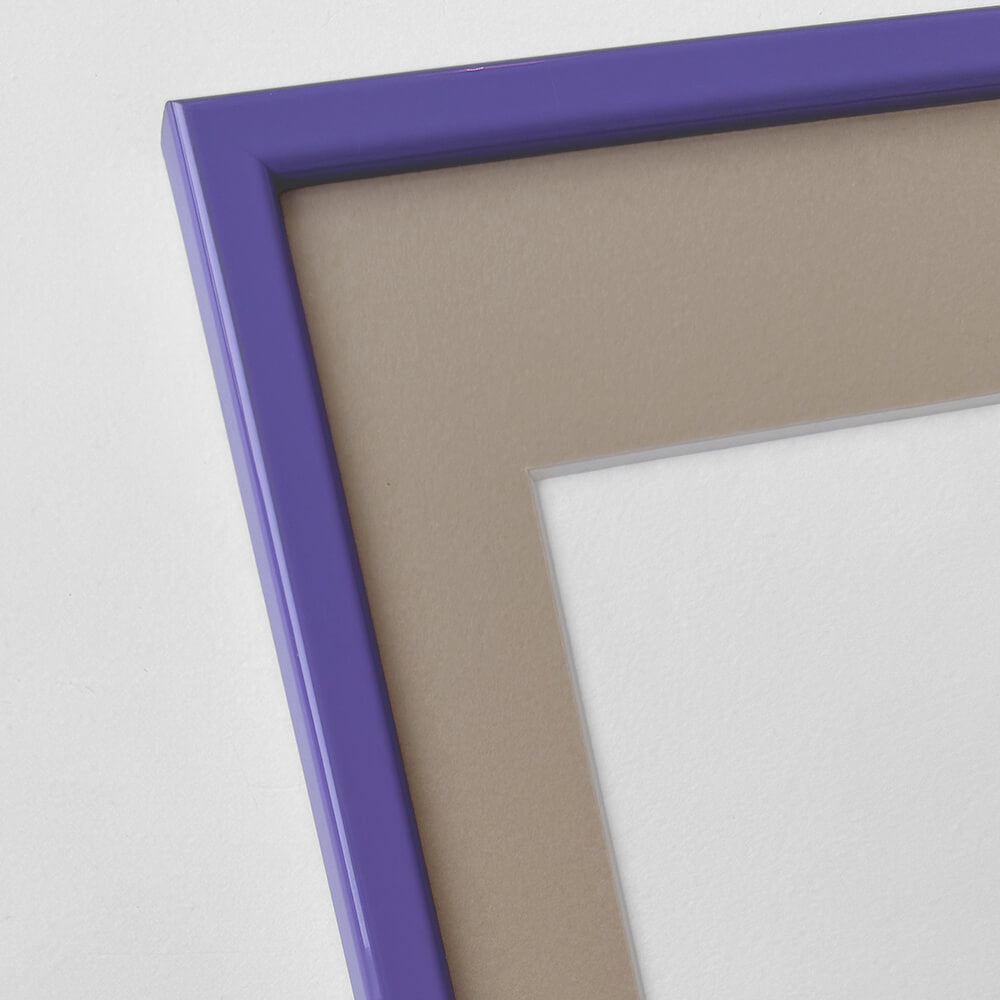 Purple glossy wooden frame - Narrow (13 mm) - Custom size