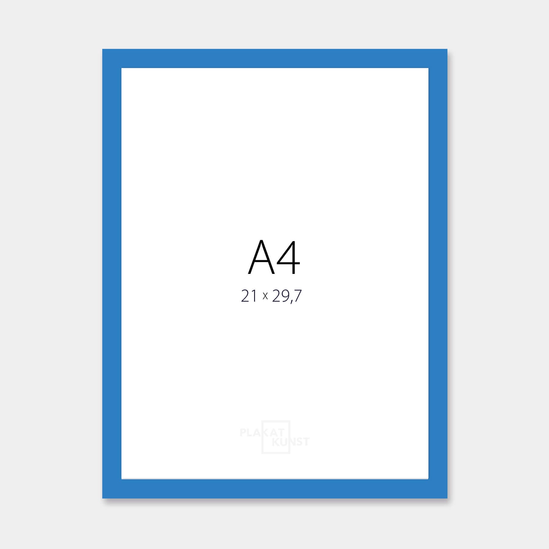 Blue glossy wooden frame - Narrow (14 mm) - A4 (21x29.7 cm)