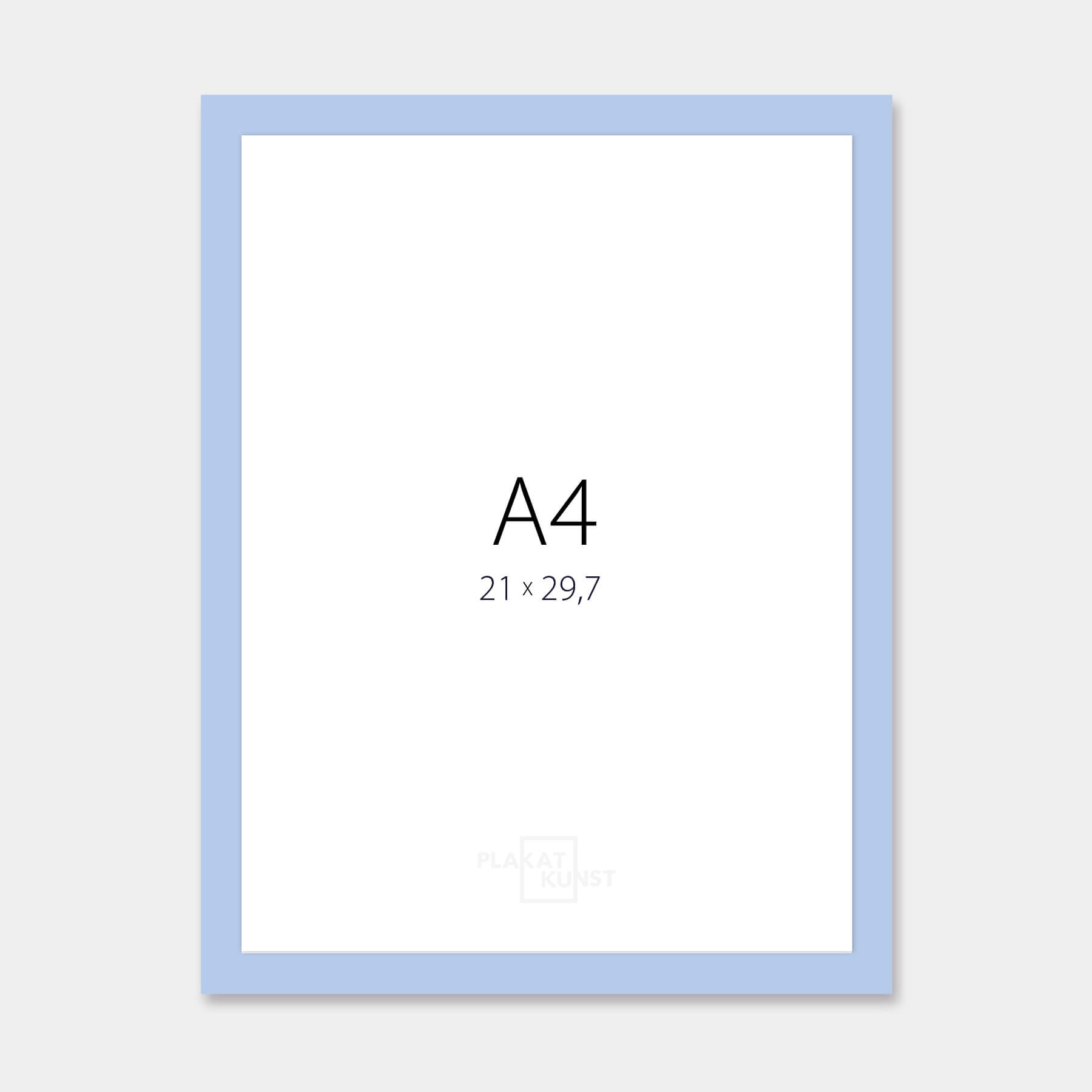 Light blue matte wooden frame - Narrow (15 mm) - A4 (21x29.7 cm)