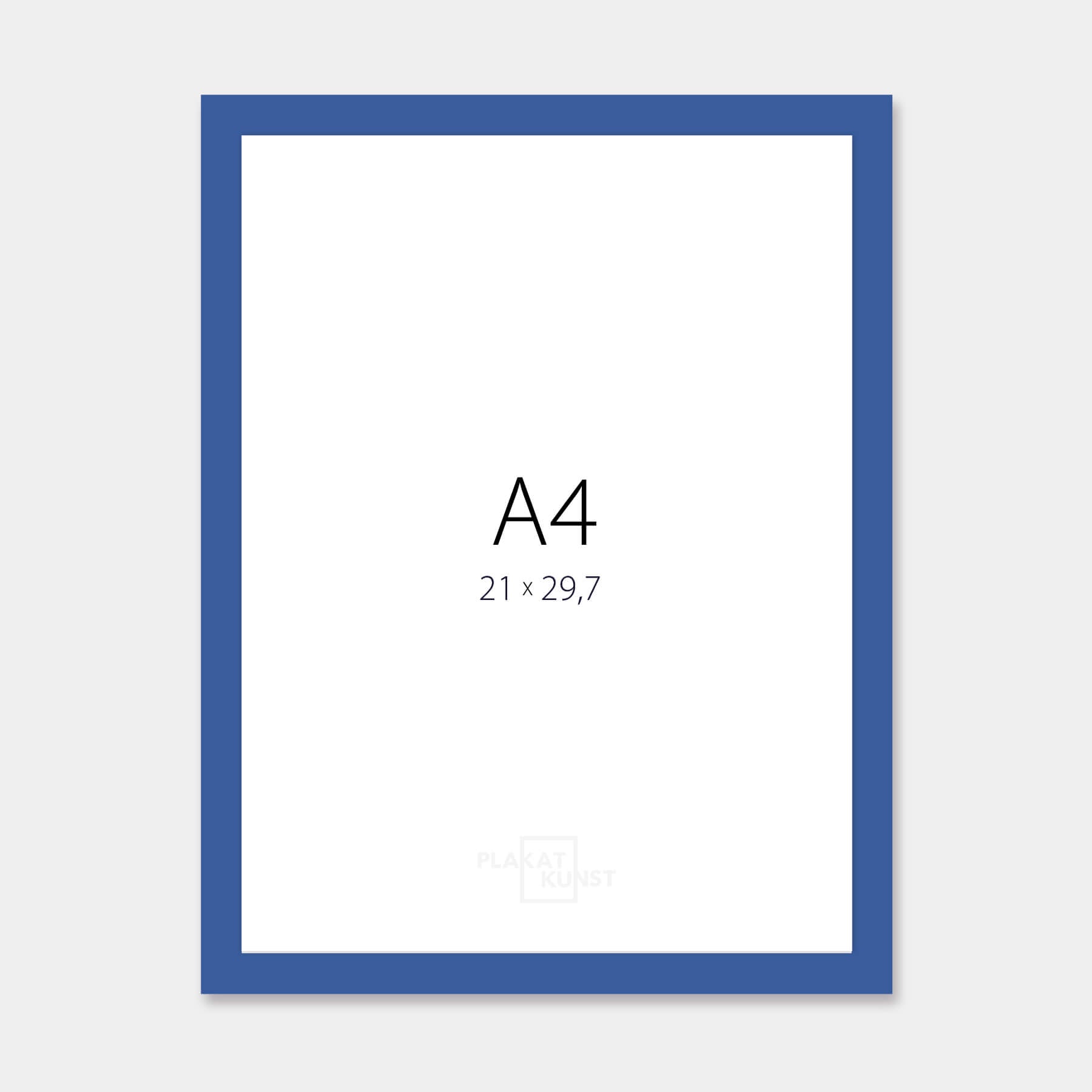 Blue matte wooden frame - Narrow (15 mm) - A4 (21x29.7 cm)