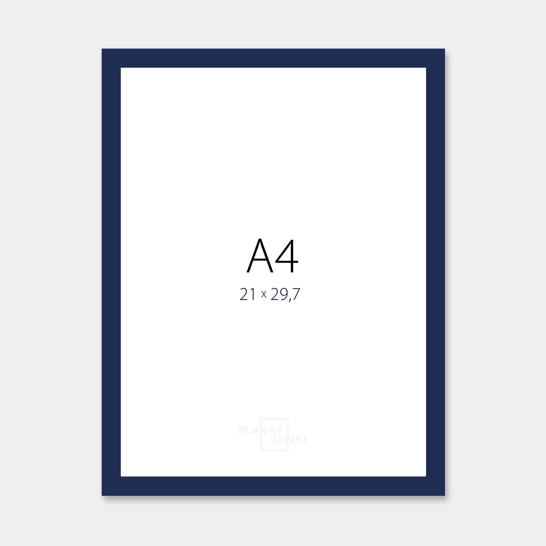 Dark blue glossy wooden frame - Narrow (14 mm) - A4 (21x29.7 cm)