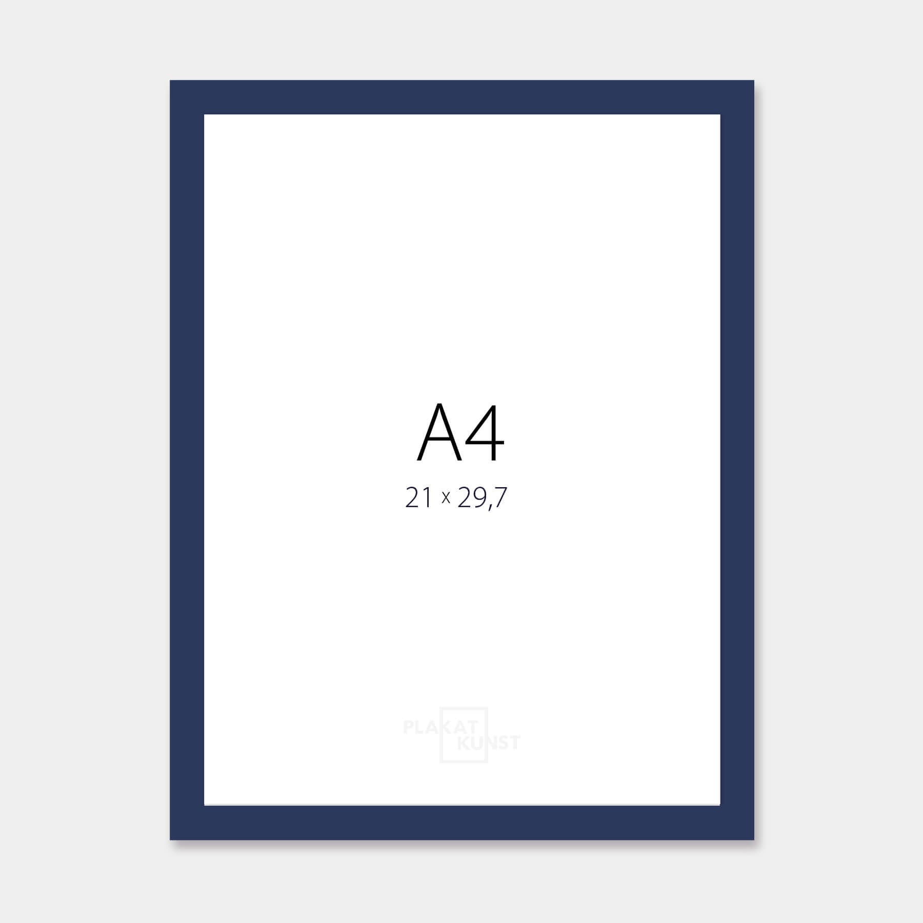 Dark blue matte wooden frame - Narrow (15 mm) - A4 (21x29.7 cm)