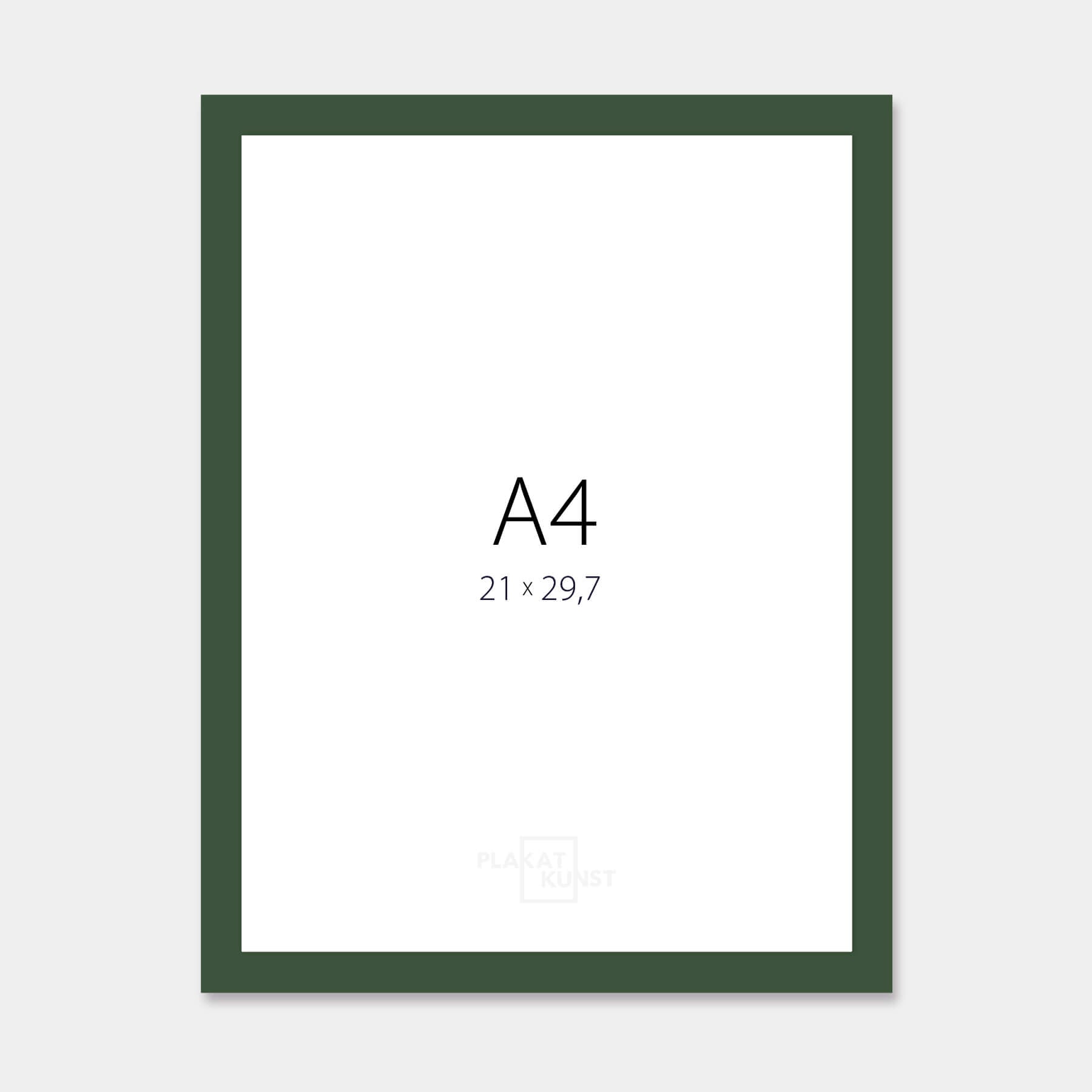 Dark green matte wooden frame - Narrow (15 mm) - A4 (21x29.7 cm)