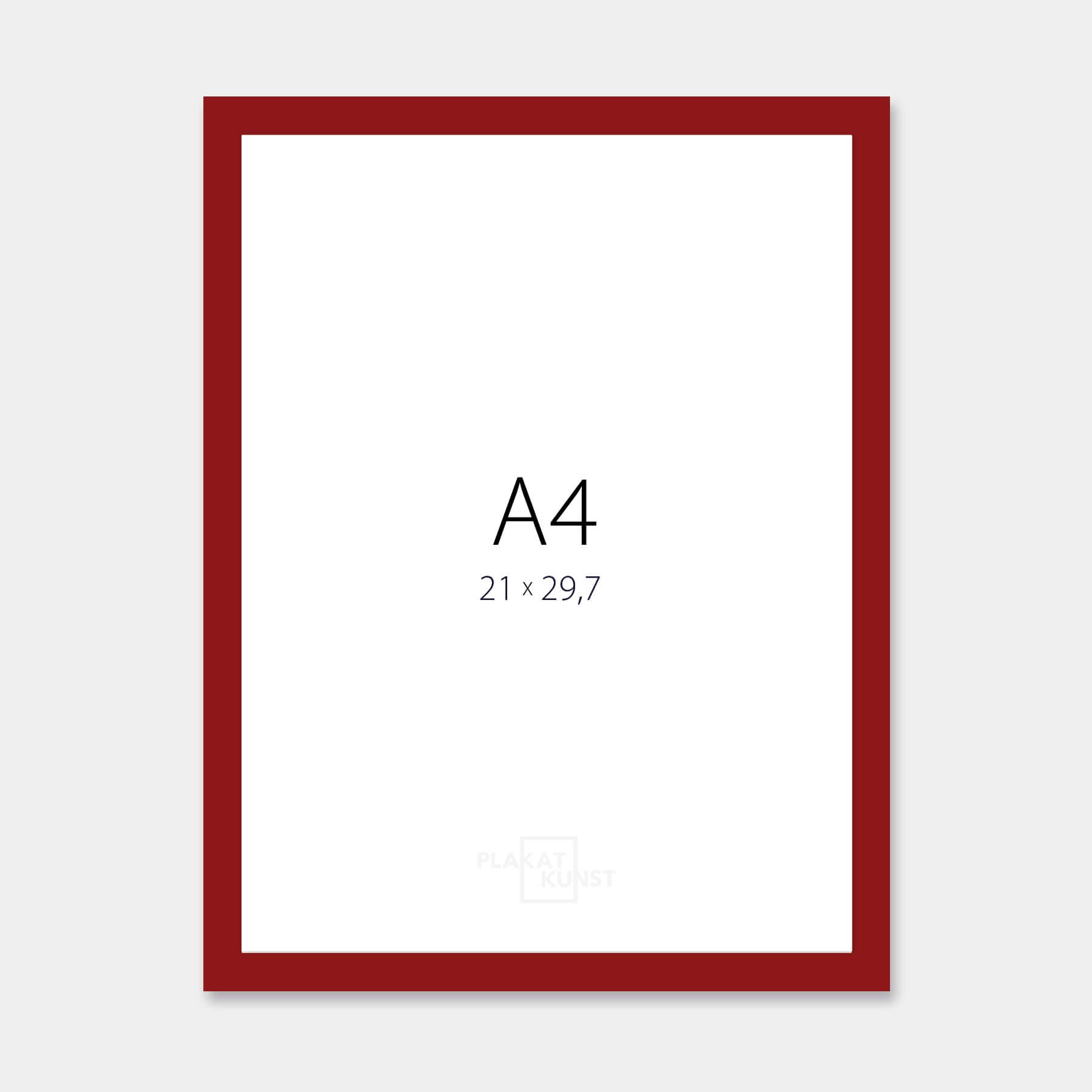 Dark red glossy wooden frame - Narrow (14 mm) - A4 (21x29.7 cm)